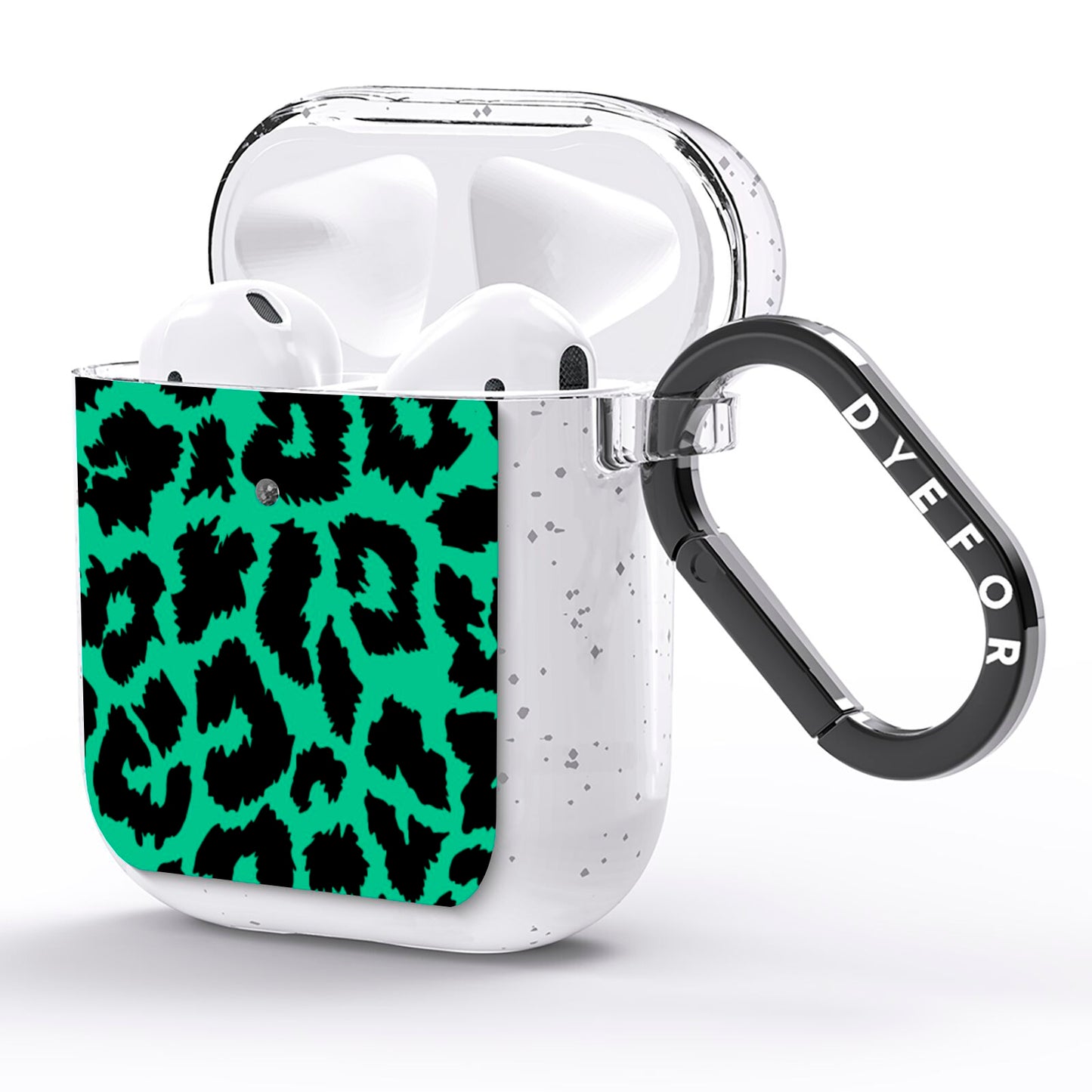 Green Leopard Print AirPods Glitter Case Side Image