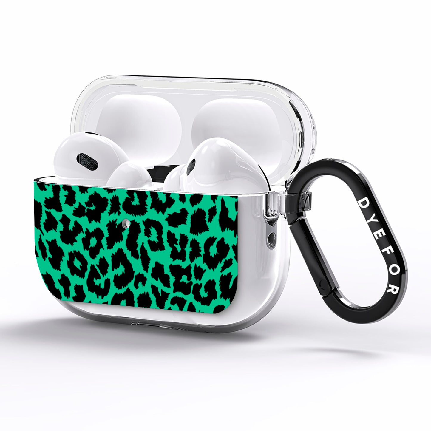 Green Leopard Print AirPods Pro Clear Case Side Image