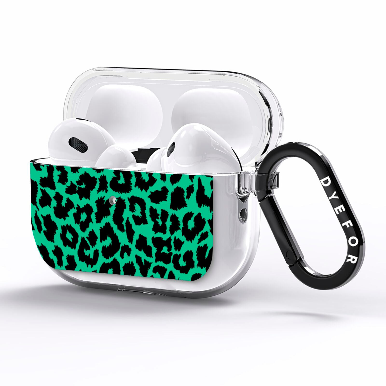 Green Leopard Print AirPods Pro Clear Case Side Image