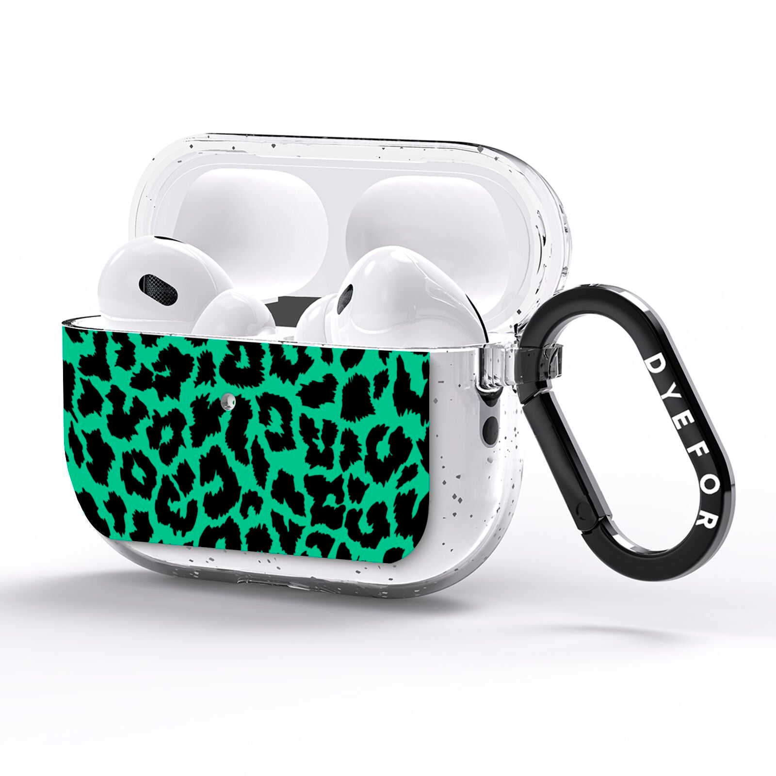 Green Leopard Print AirPods Pro Glitter Case Side Image