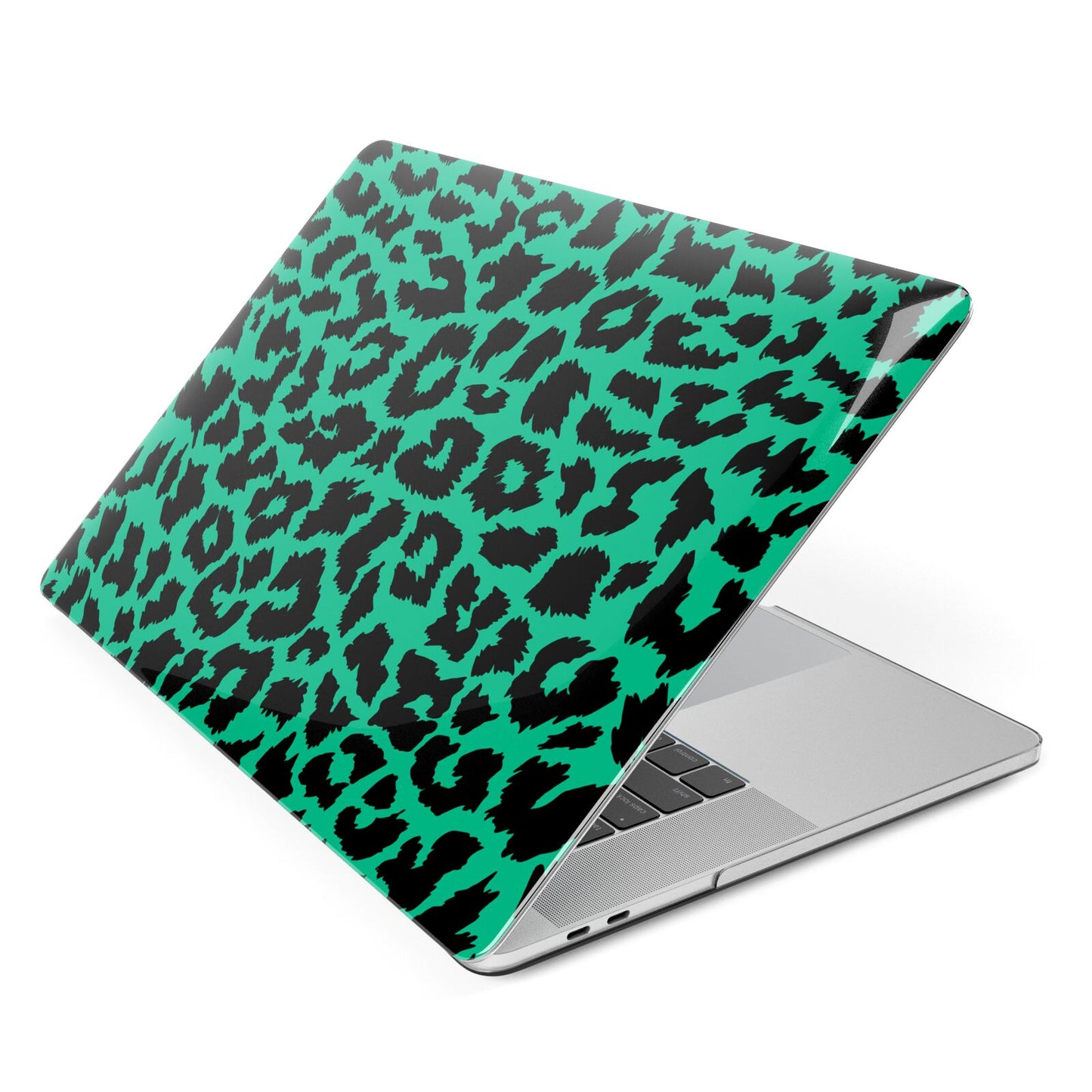 Green Leopard Print Apple MacBook Case Side View