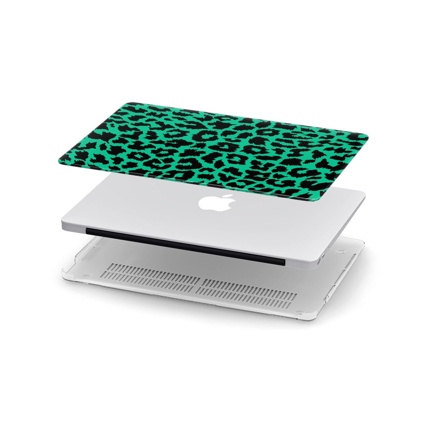 Green Leopard Print Apple MacBook Case in Detail