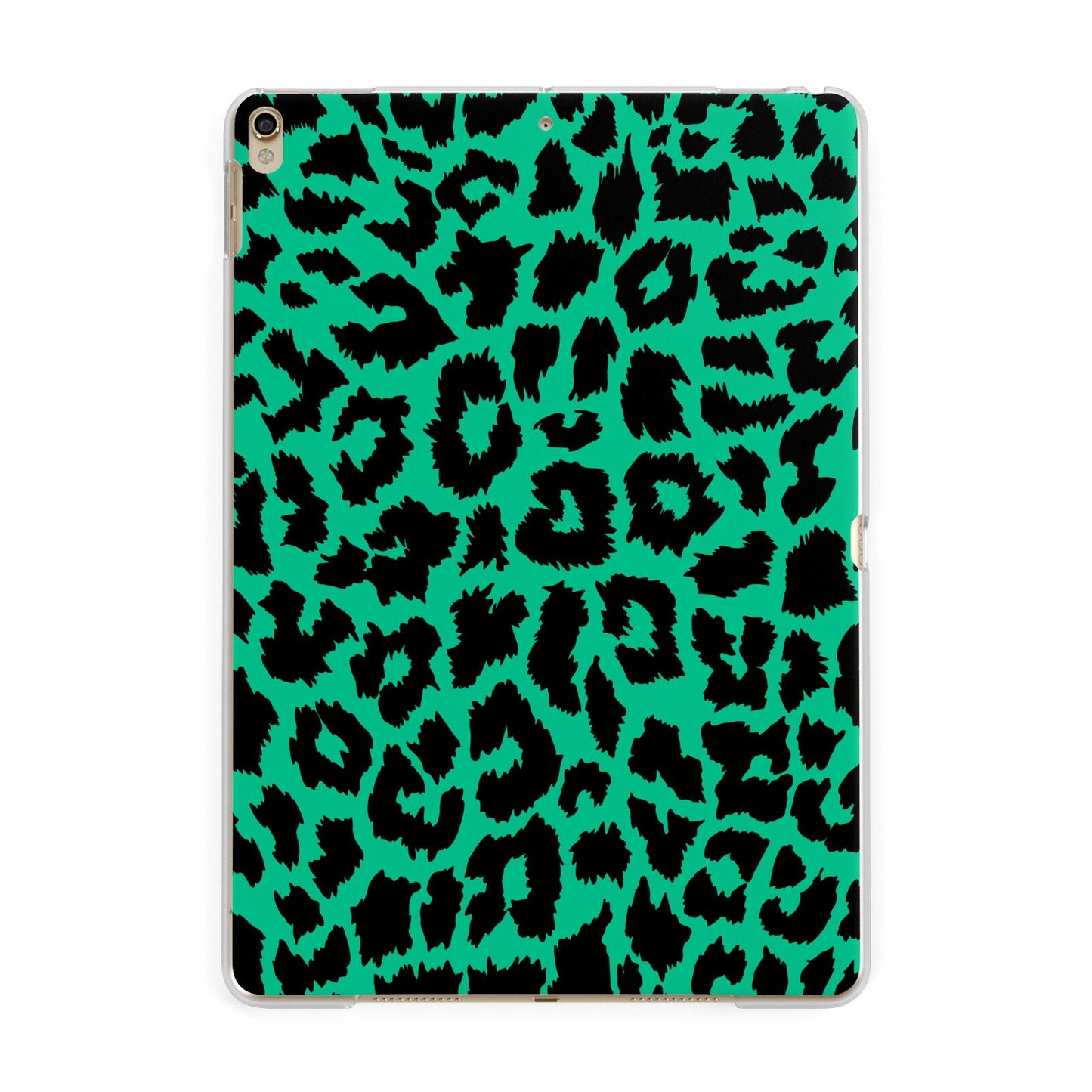 Green Leopard Print Apple iPad Gold Case