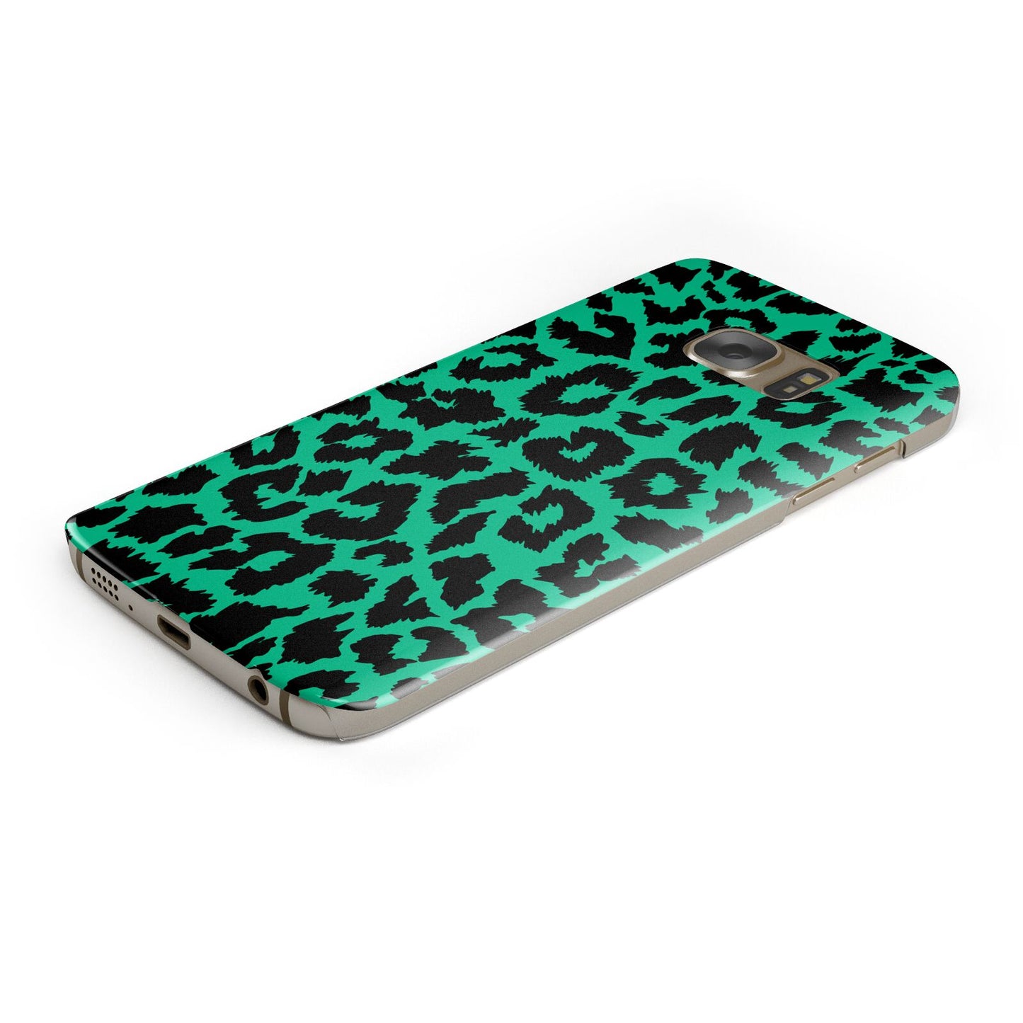 Green Leopard Print Protective Samsung Galaxy Case Angled Image