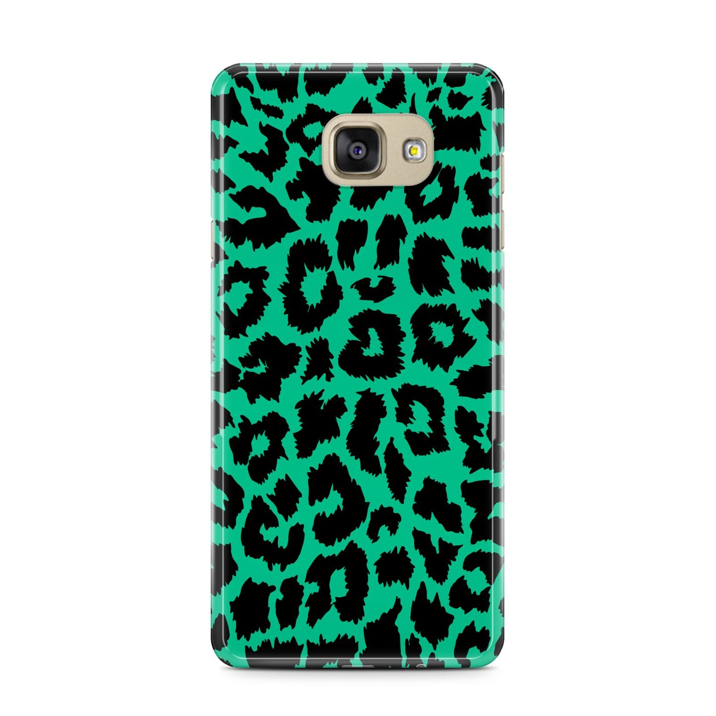 Green Leopard Print Samsung Galaxy A7 2016 Case on gold phone