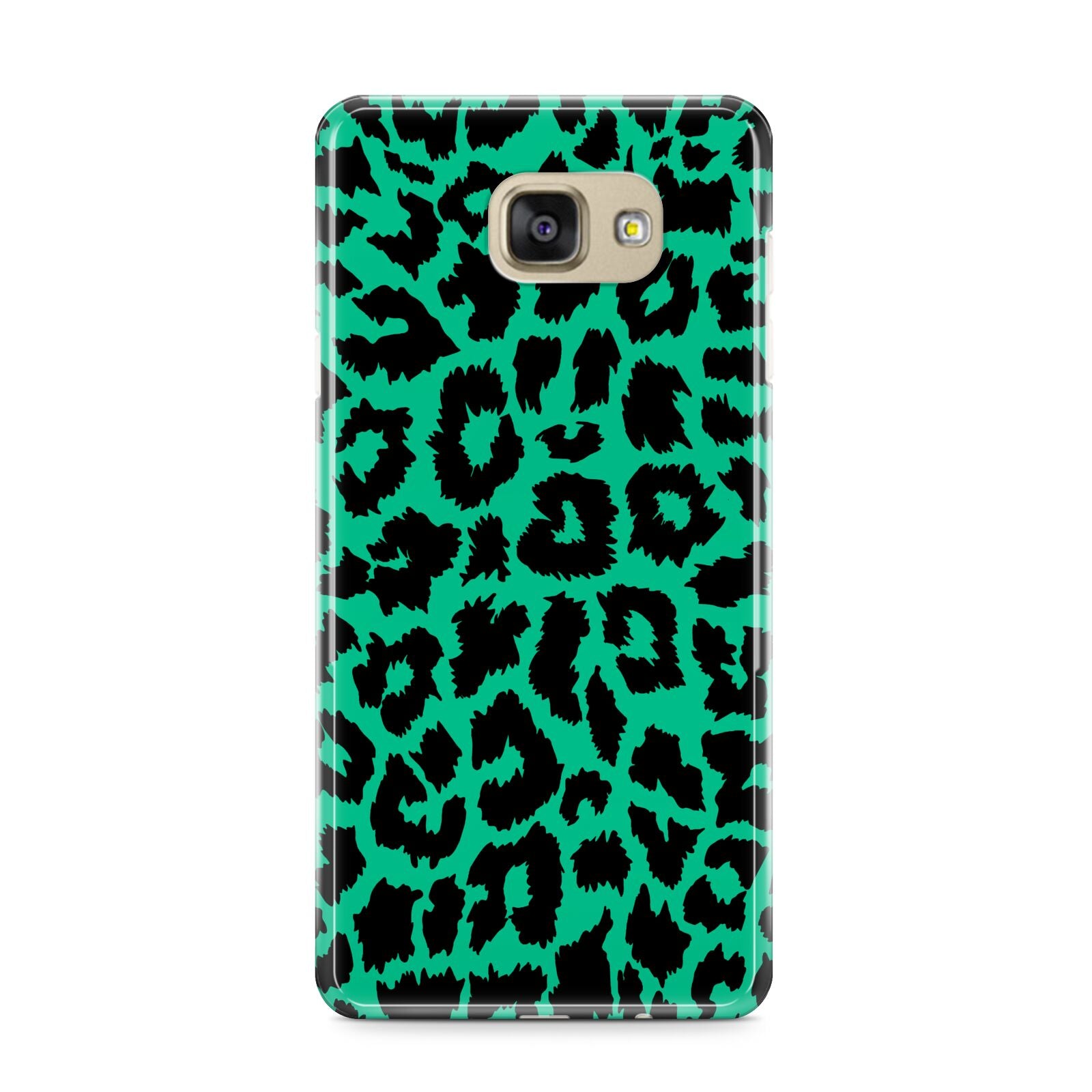 Green Leopard Print Samsung Galaxy A9 2016 Case on gold phone