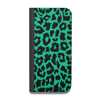 Green Leopard Print Vegan Leather Flip Samsung Case