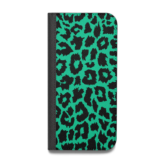 Green Leopard Print Vegan Leather Flip iPhone Case