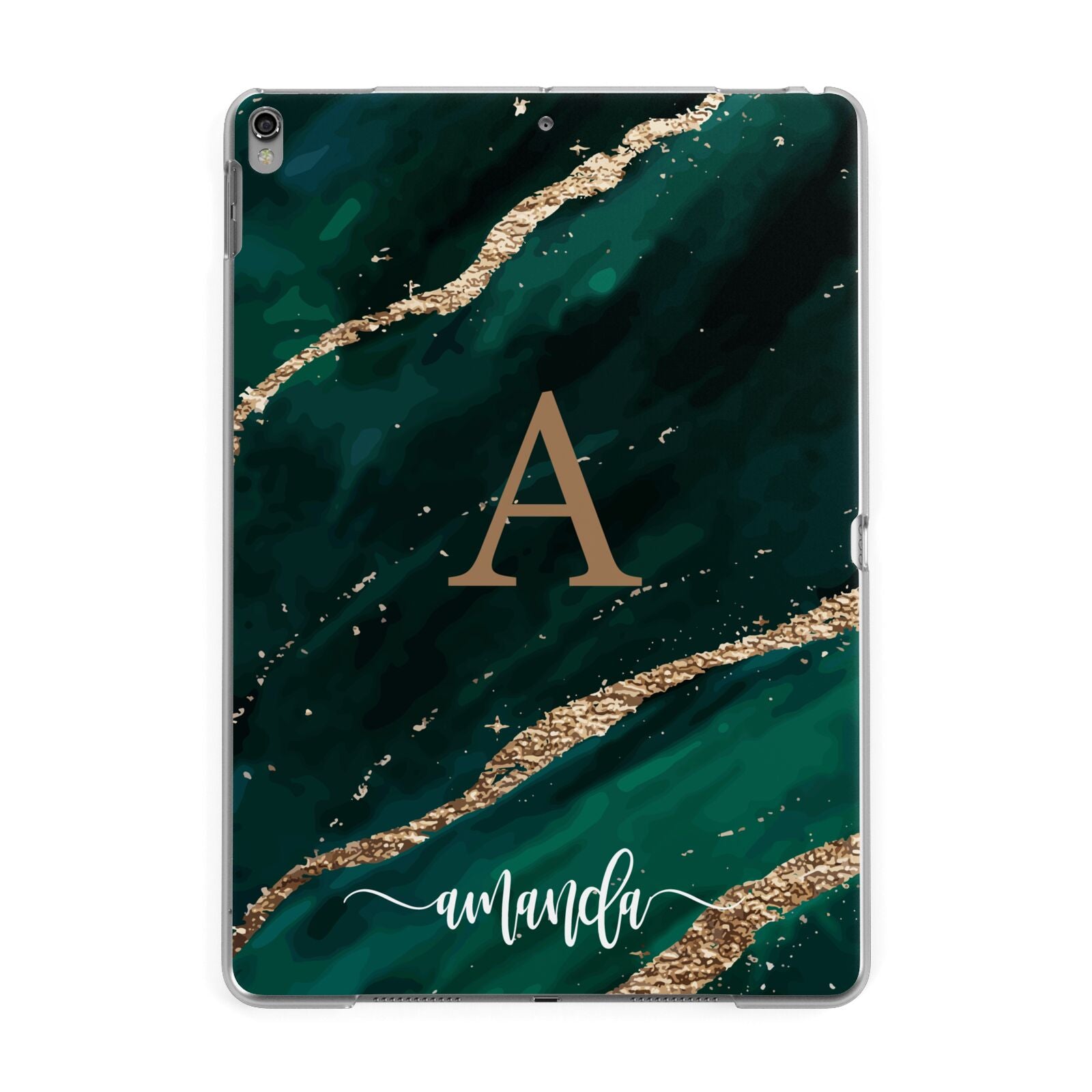 Green Marble Apple iPad Grey Case