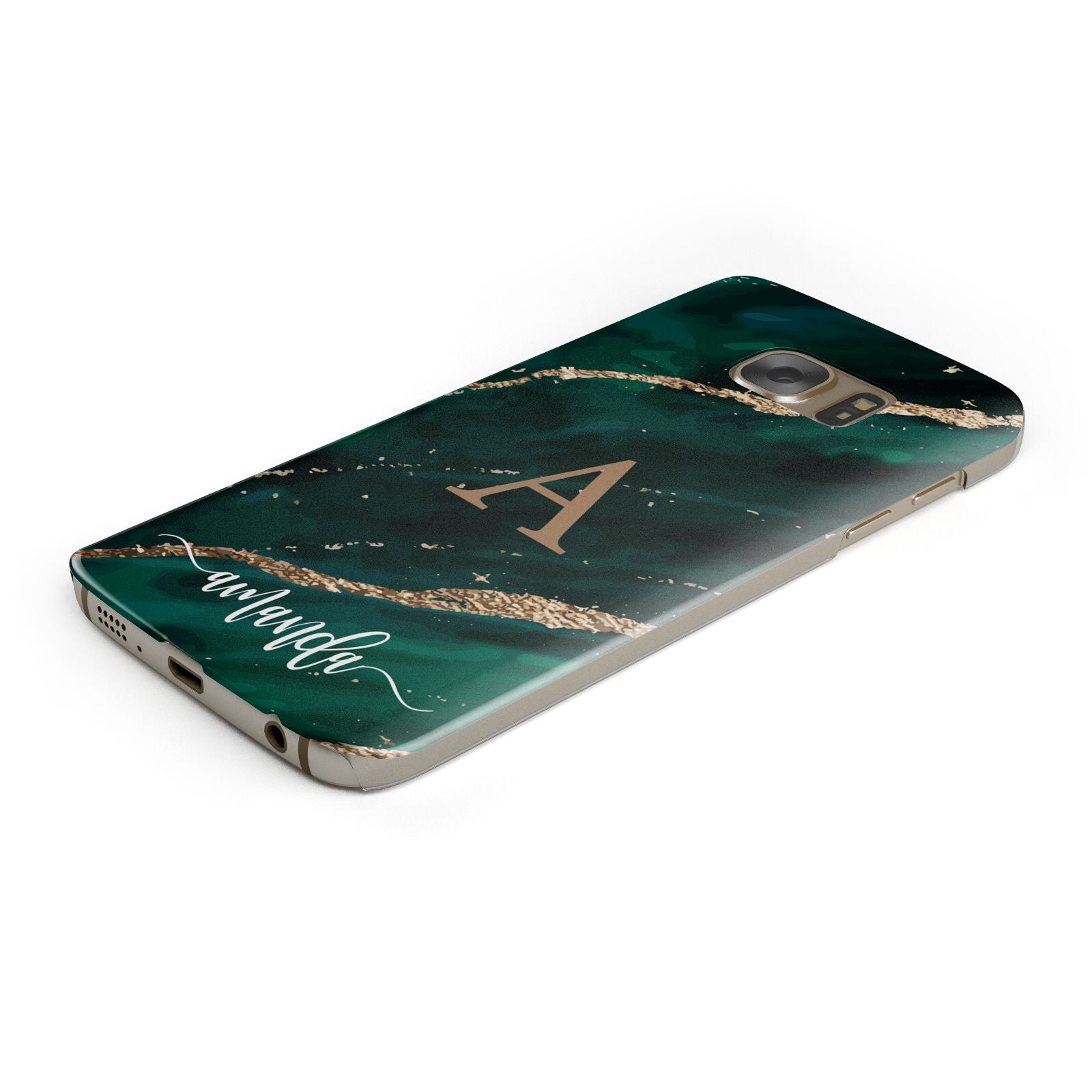 Green Marble Protective Samsung Galaxy Case Angled Image