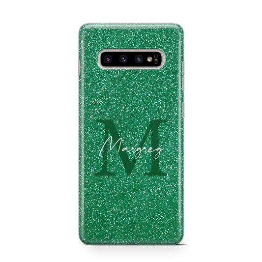 Green Monogram Protective Samsung Galaxy Case