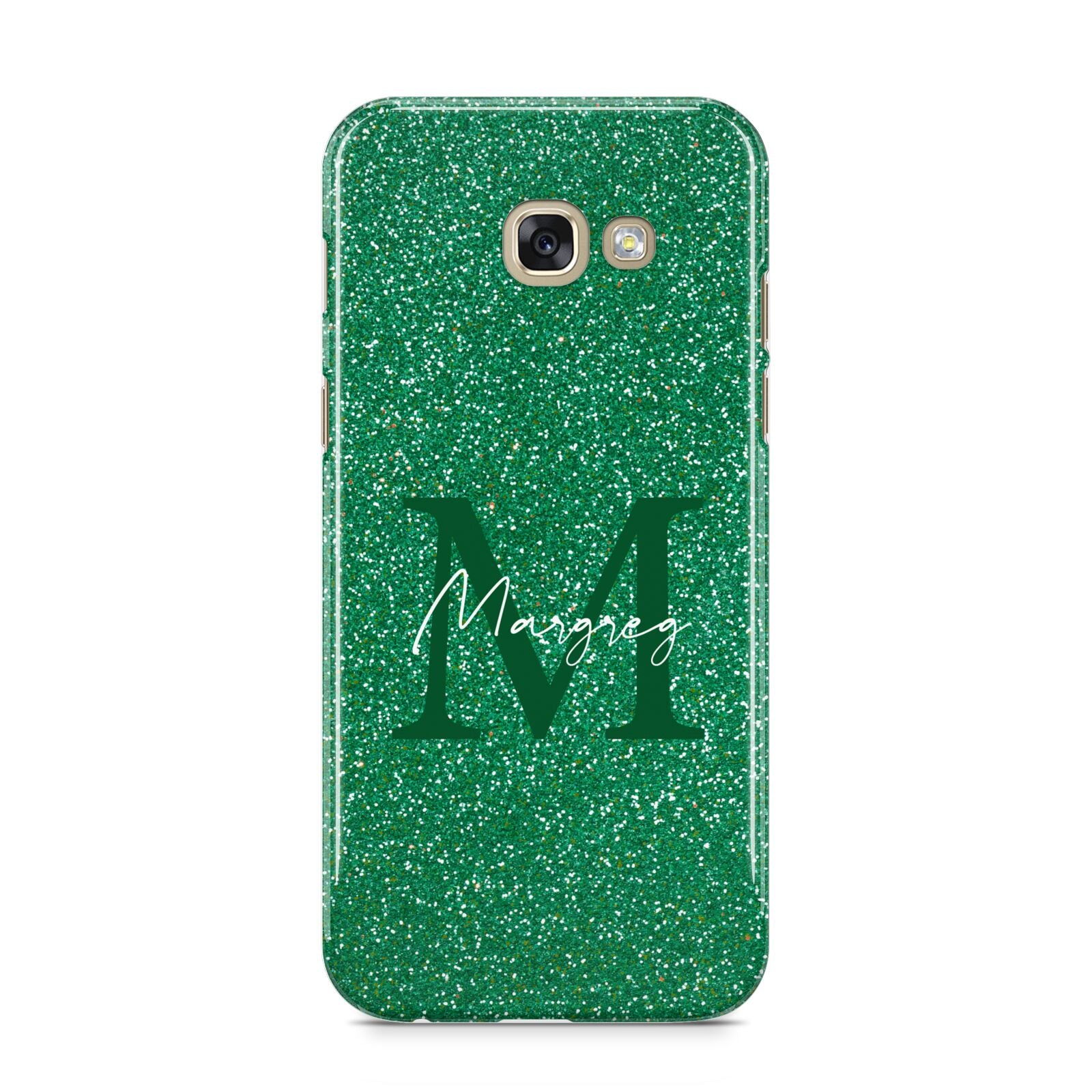 Green Monogram Samsung Galaxy A5 2017 Case on gold phone