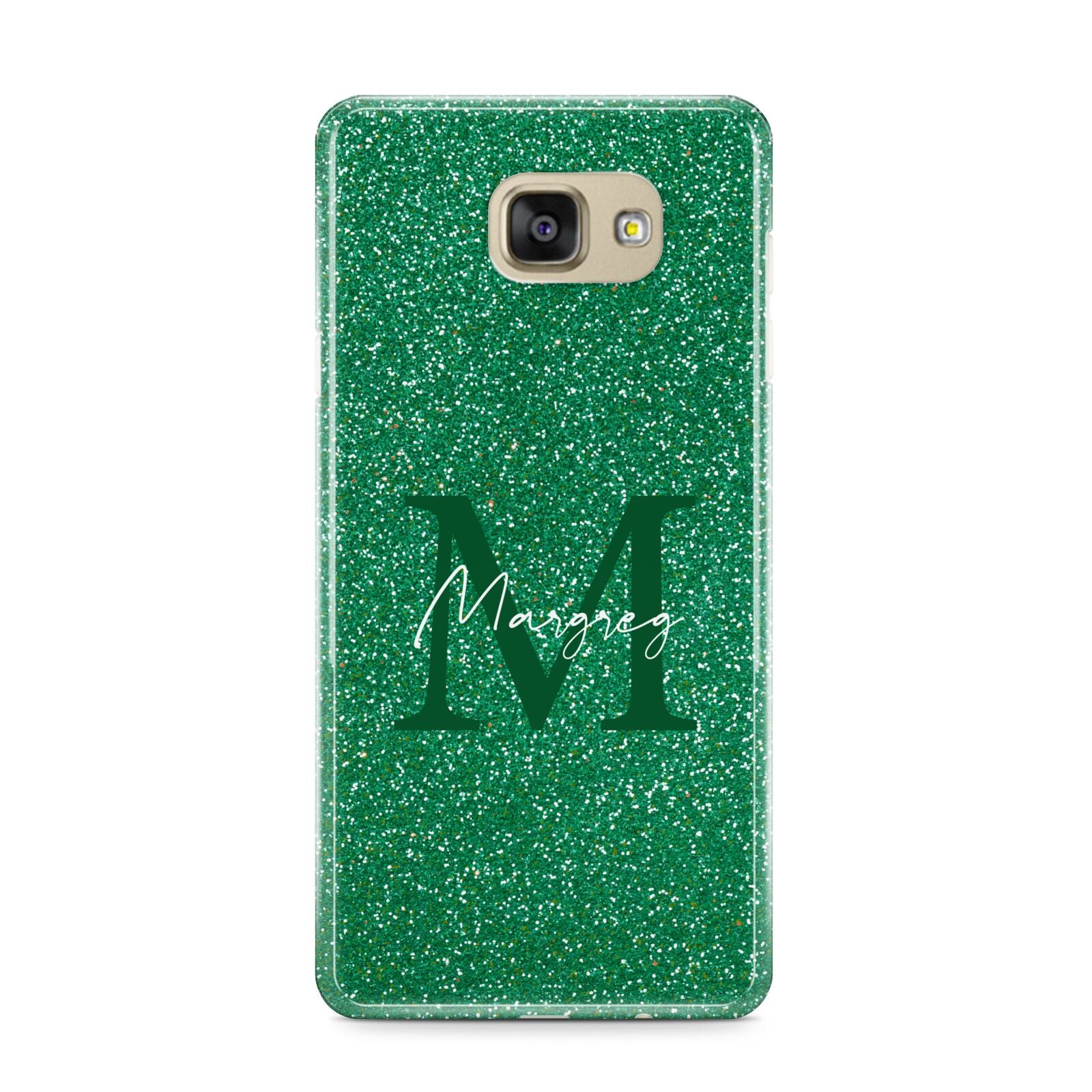 Green Monogram Samsung Galaxy A9 2016 Case on gold phone