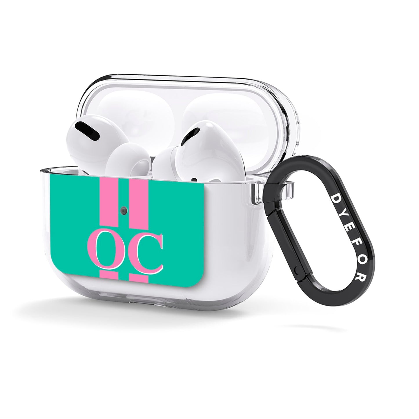 Green Personalised Initials AirPods Clear Case 3rd Gen Side Image