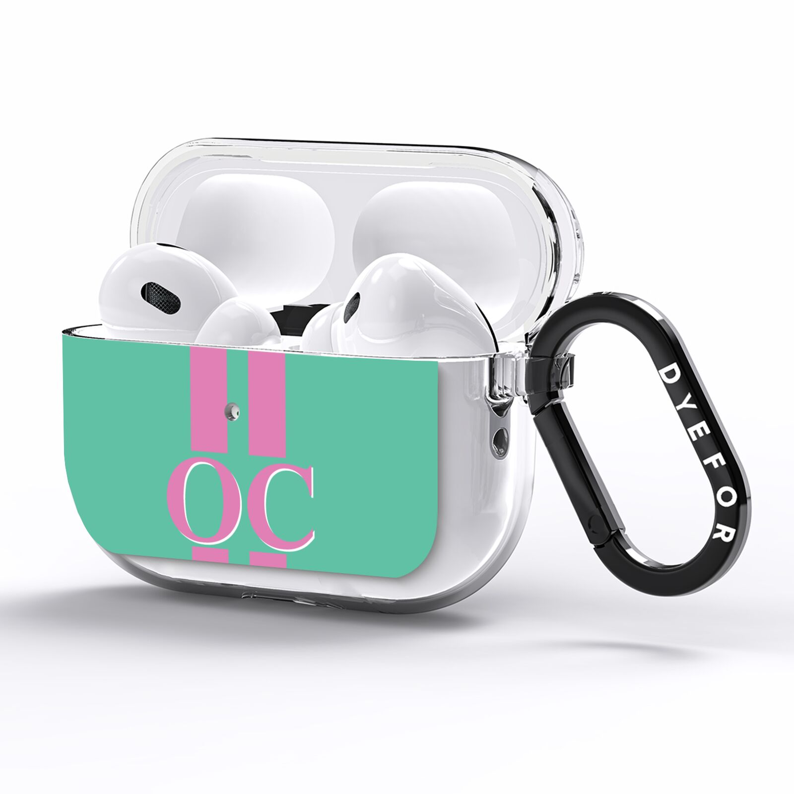 Green Personalised Initials AirPods Pro Clear Case Side Image