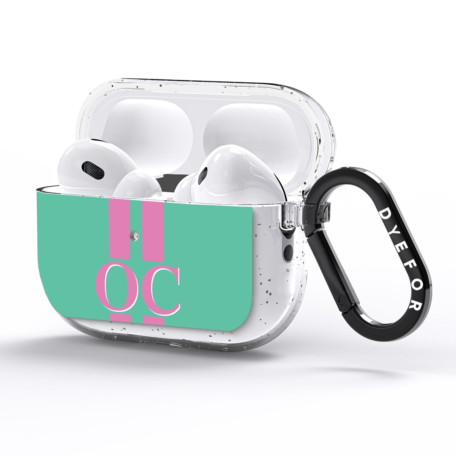 Green Personalised Initials AirPods Pro Glitter Case Side Image