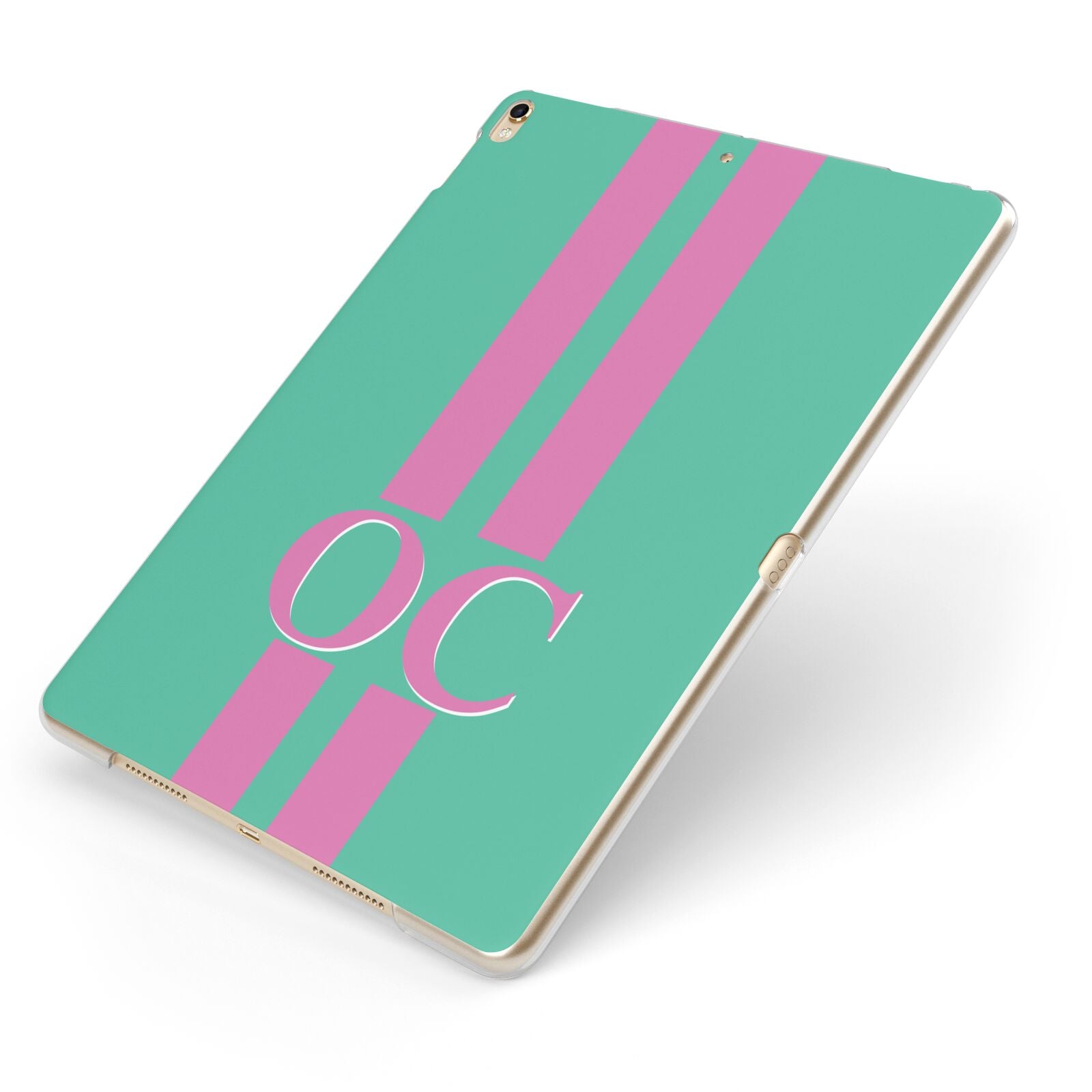 Green Personalised Initials Apple iPad Case on Gold iPad Side View