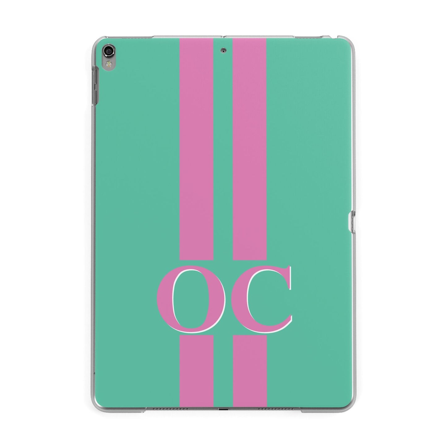 Green Personalised Initials Apple iPad Grey Case