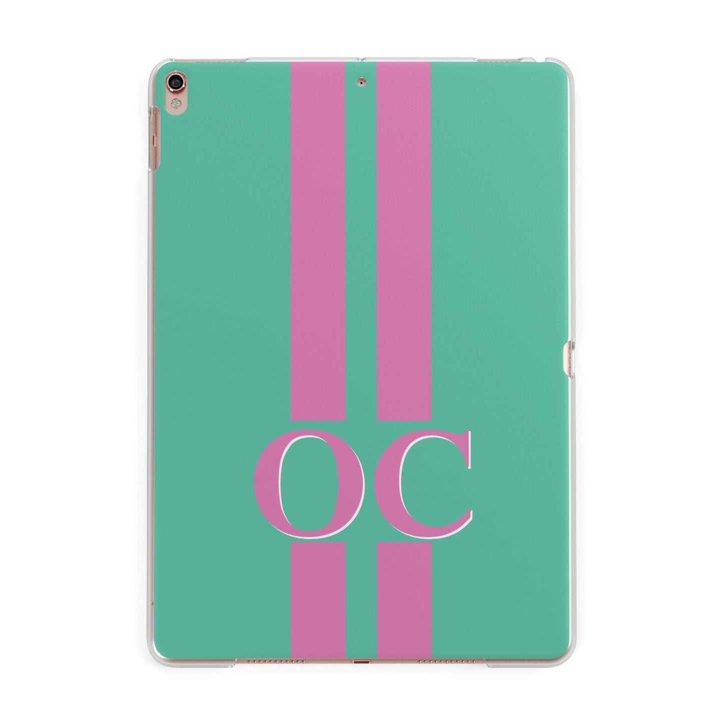 Green Personalised Initials Apple iPad Rose Gold Case