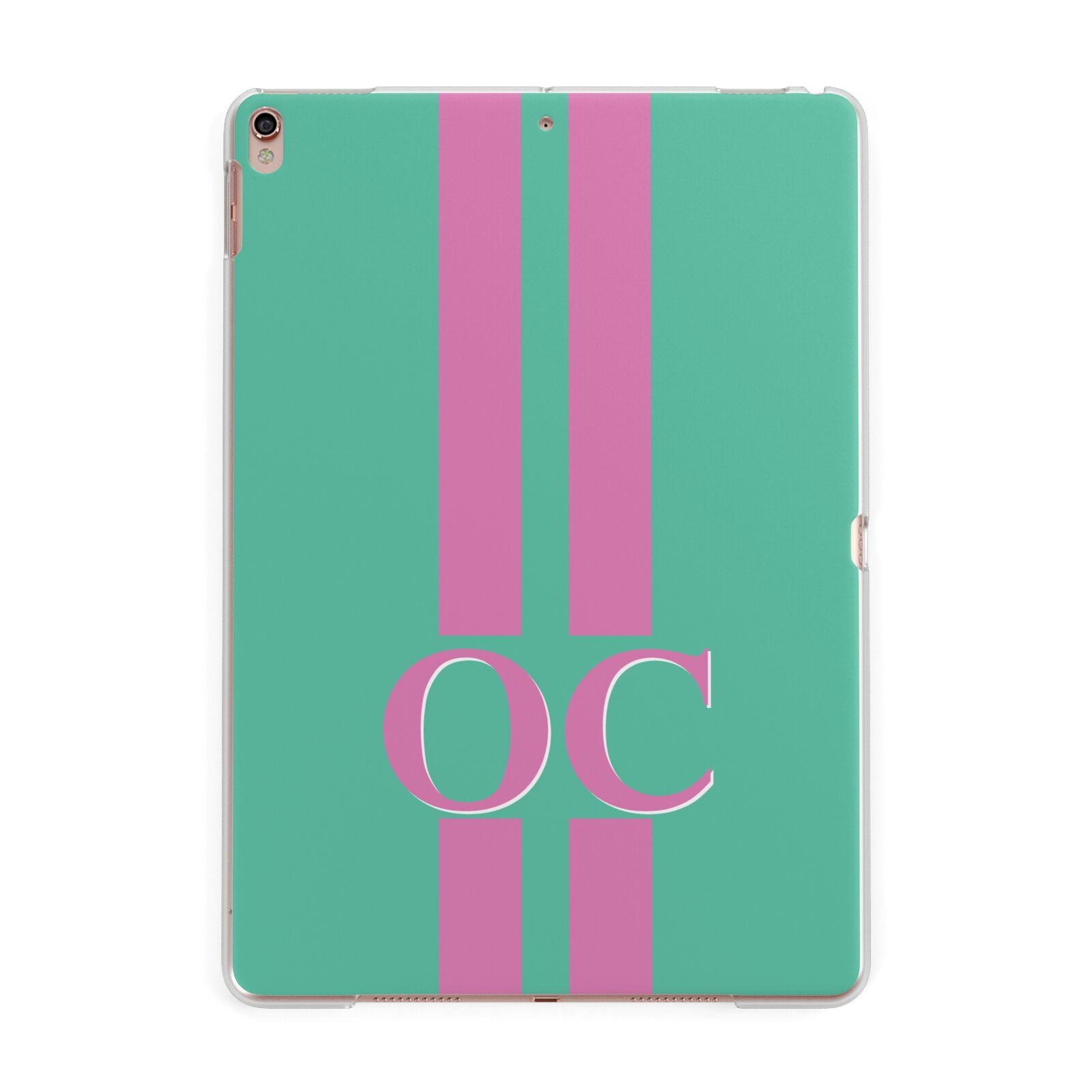 Green Personalised Initials Apple iPad Rose Gold Case