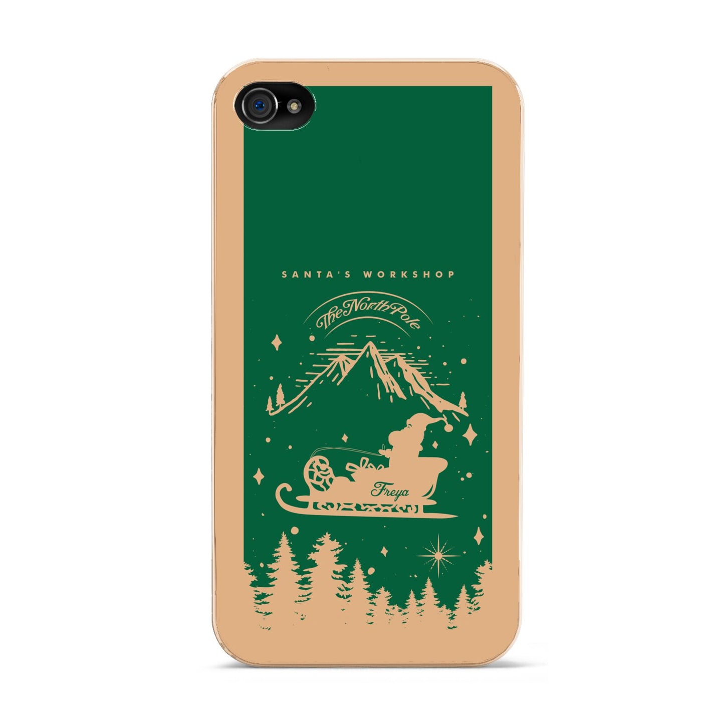 Green Personalised Santas Sleigh Apple iPhone 4s Case