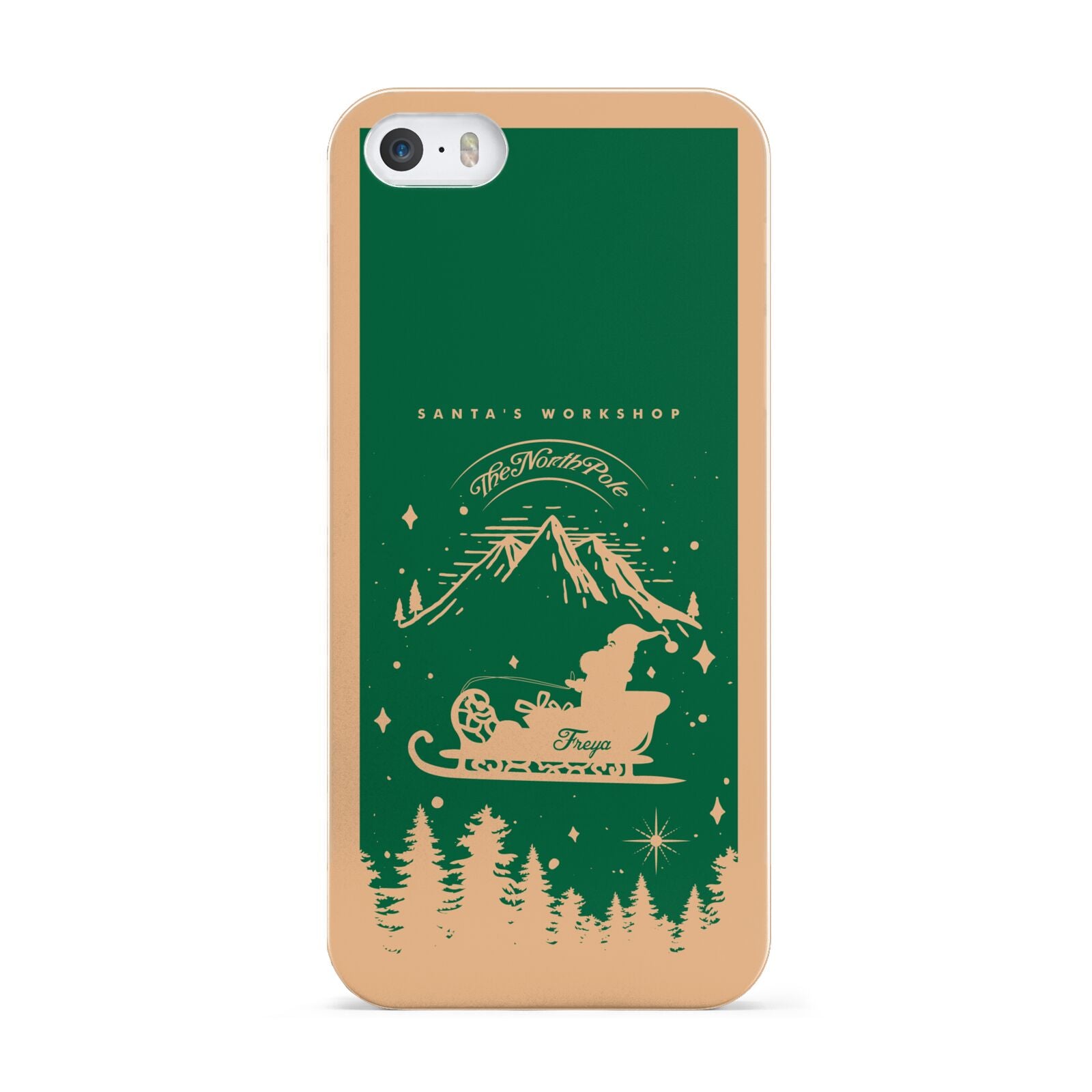 Green Personalised Santas Sleigh Apple iPhone 5 Case