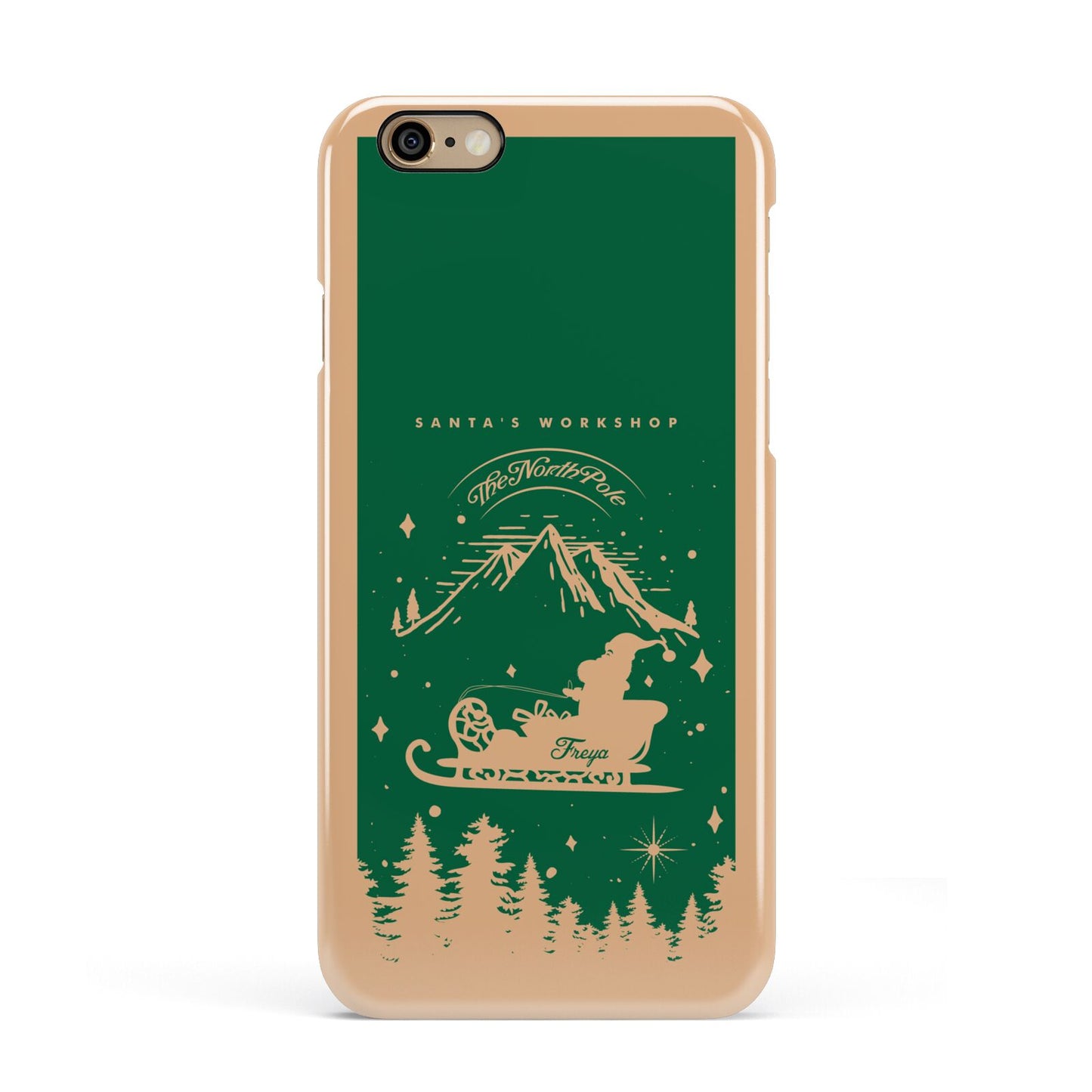 Green Personalised Santas Sleigh Apple iPhone 6 3D Snap Case