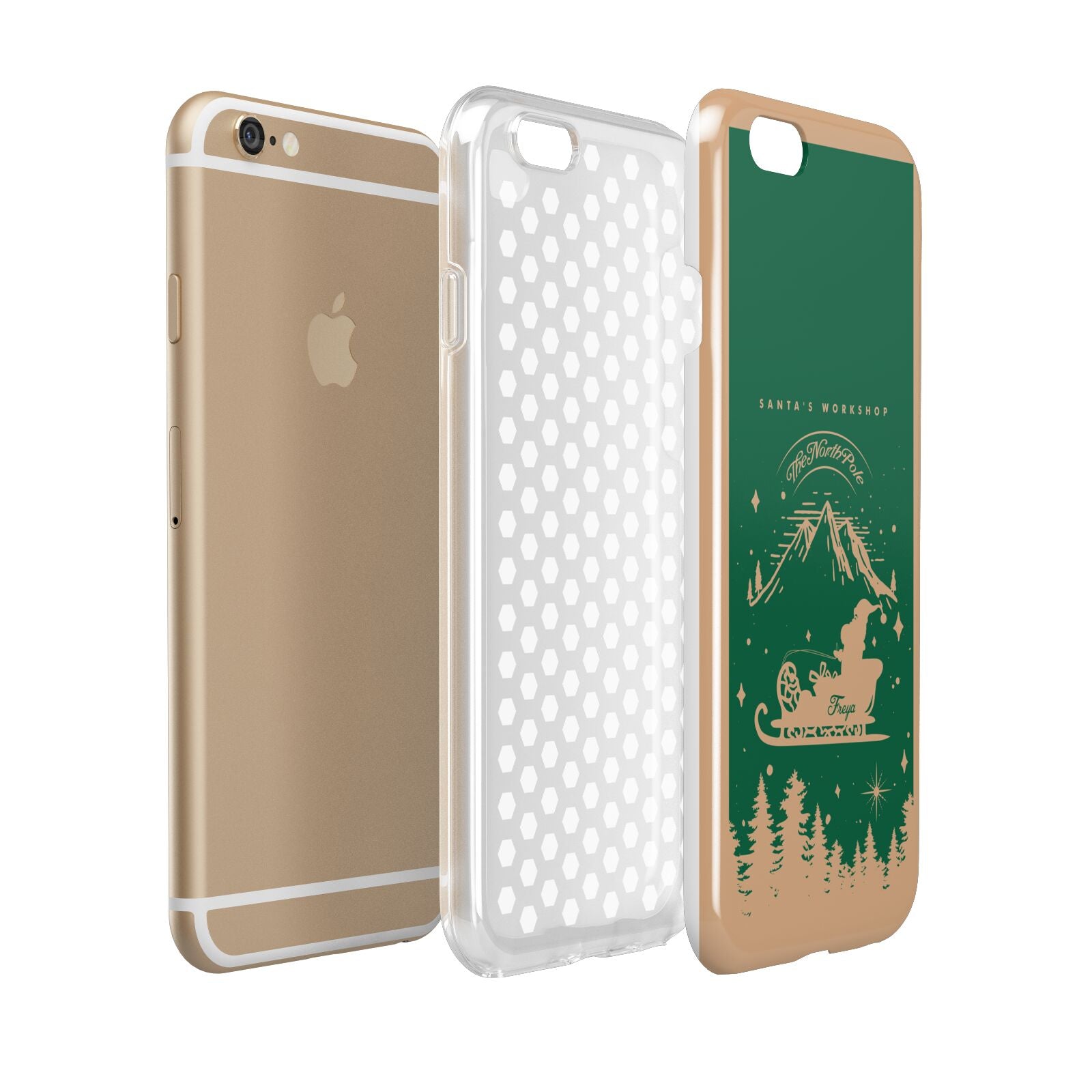 Green Personalised Santas Sleigh Apple iPhone 6 3D Tough Case Expanded view