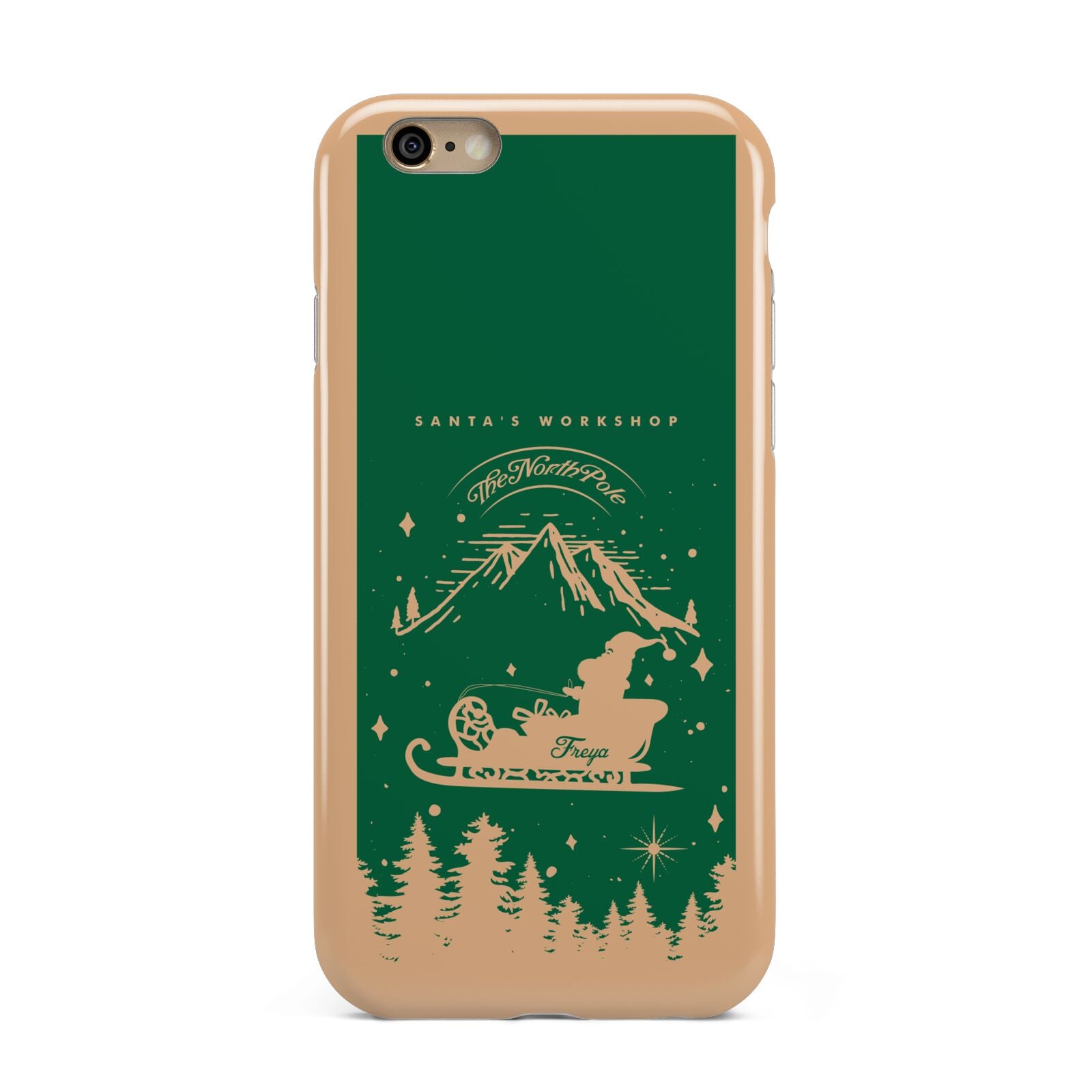 Green Personalised Santas Sleigh Apple iPhone 6 3D Tough Case