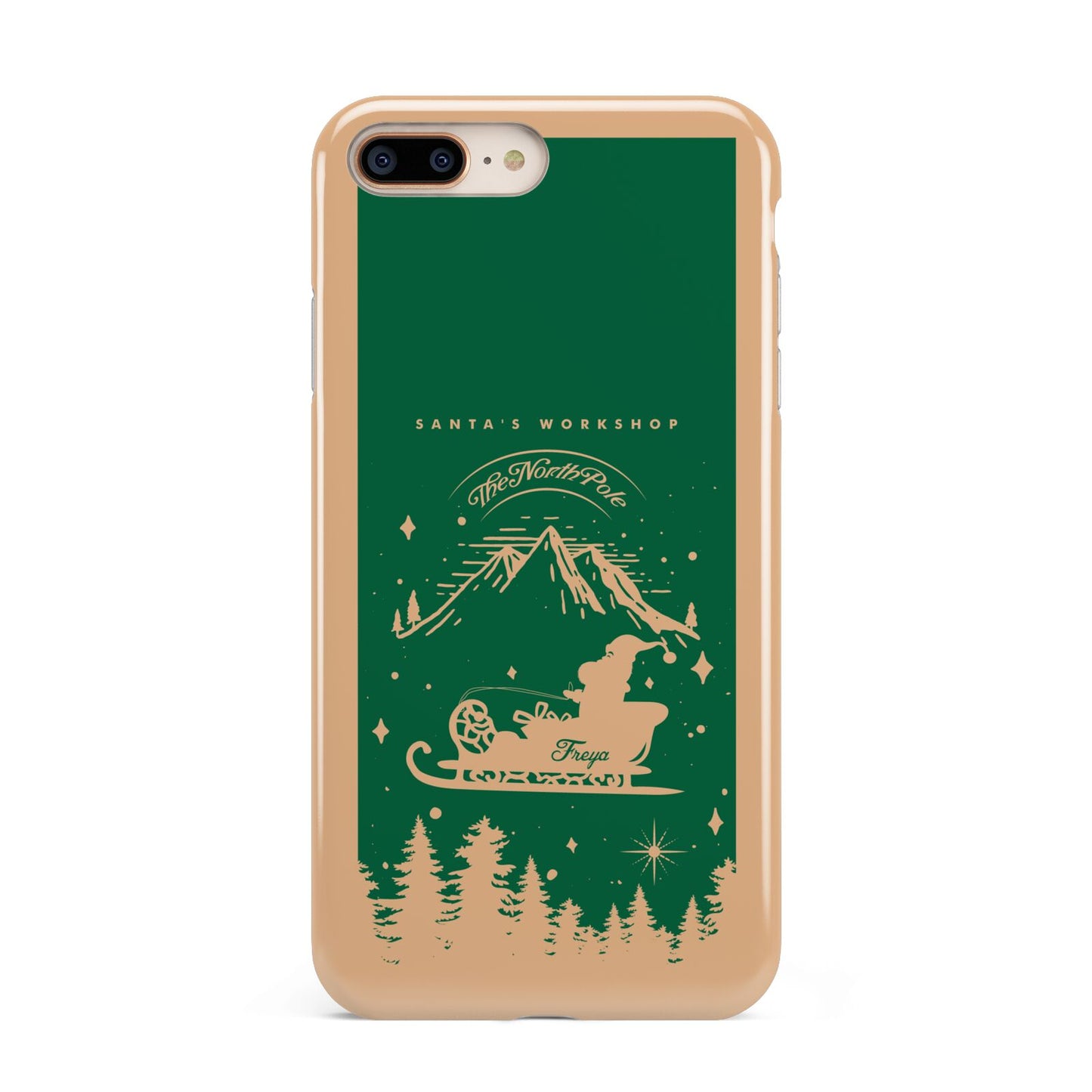 Green Personalised Santas Sleigh Apple iPhone 7 8 Plus 3D Tough Case