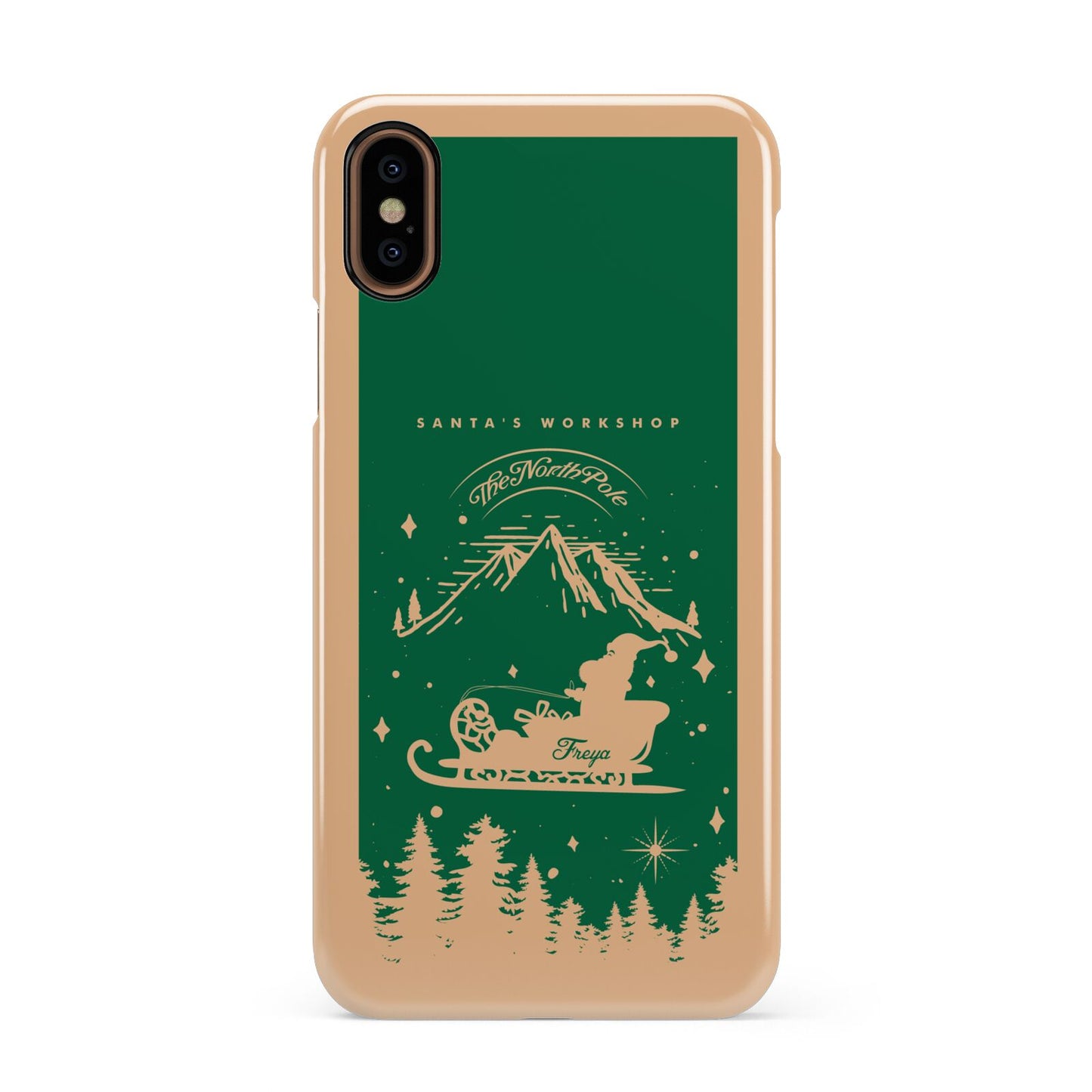 Green Personalised Santas Sleigh Apple iPhone XS 3D Snap Case