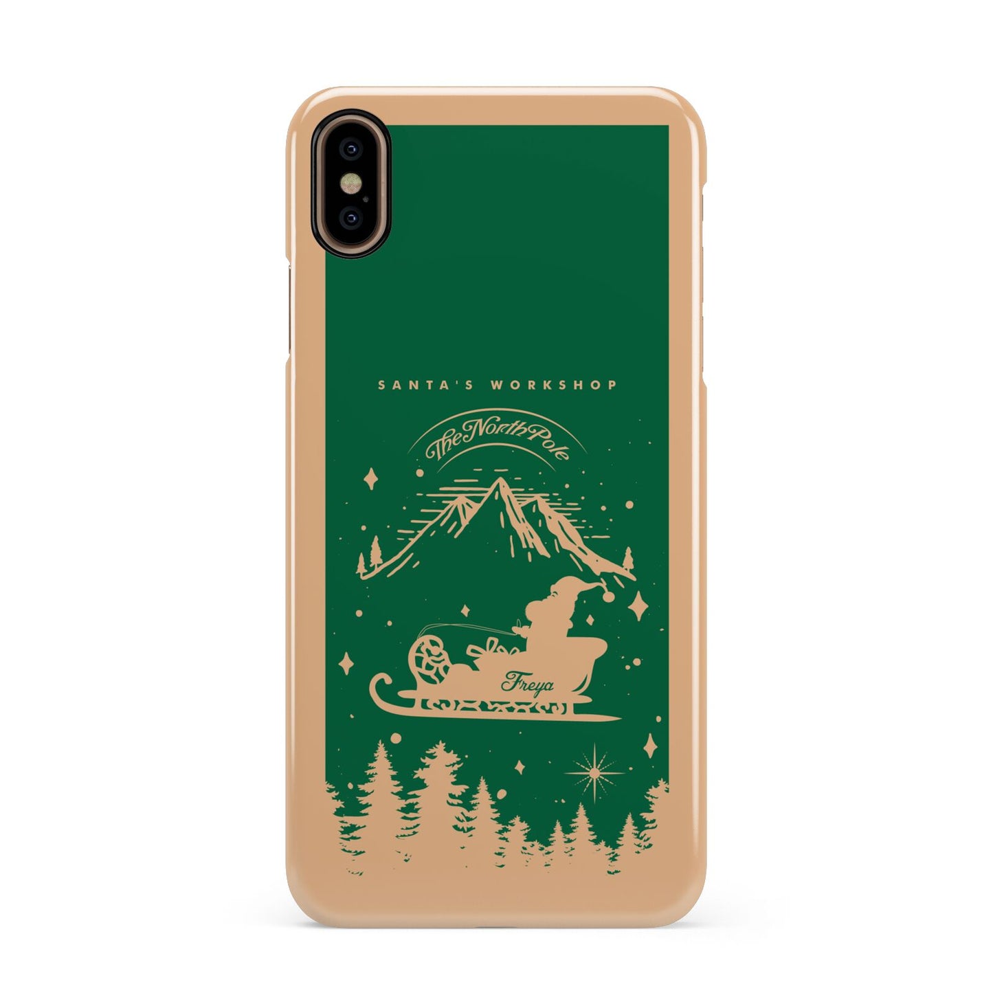 Green Personalised Santas Sleigh Apple iPhone Xs Max 3D Snap Case