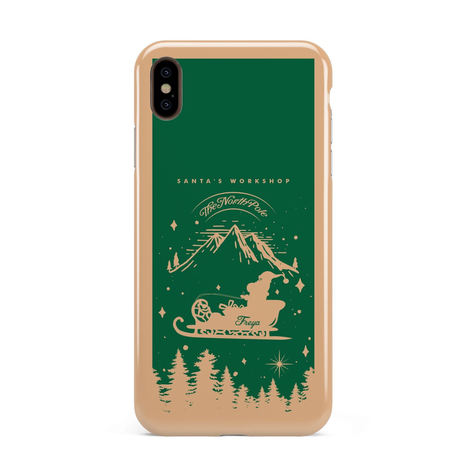 Green Personalised Santas Sleigh Apple iPhone Xs Max 3D Tough Case