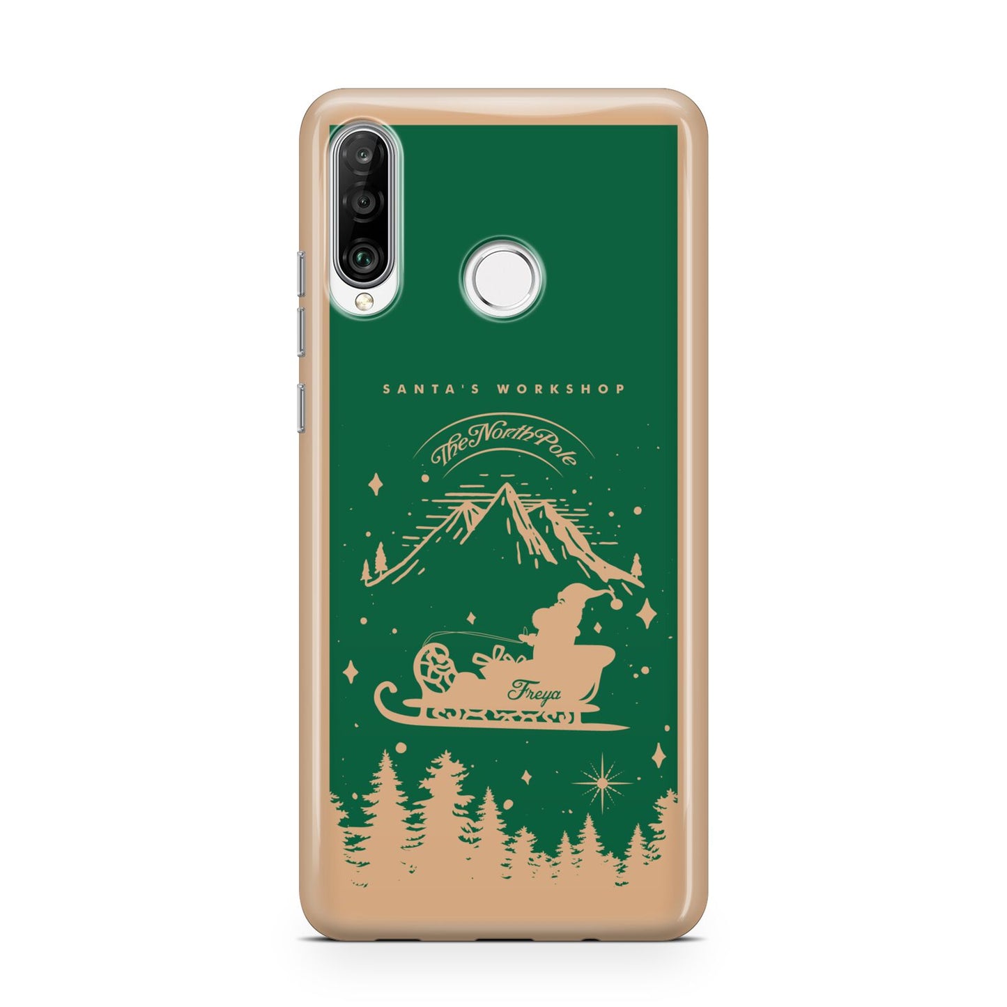 Green Personalised Santas Sleigh Huawei P30 Lite Phone Case