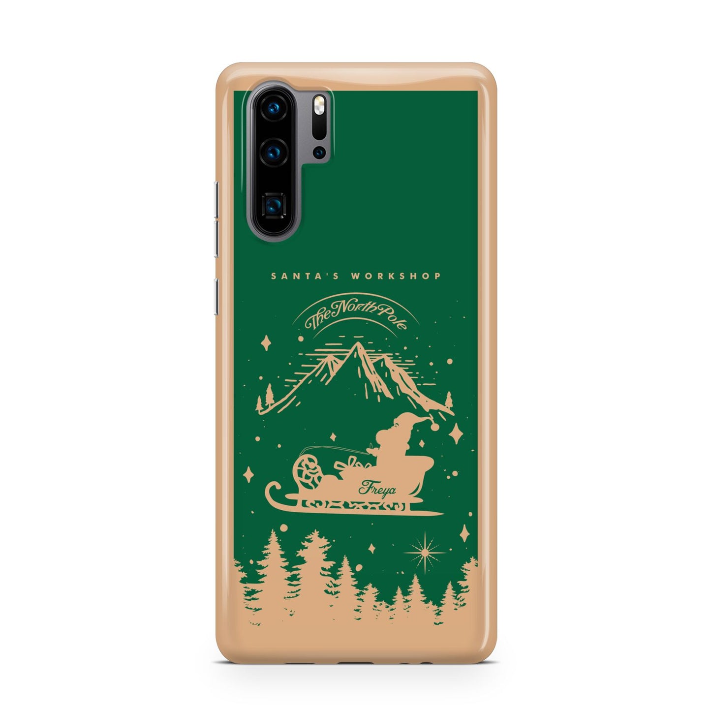 Green Personalised Santas Sleigh Huawei P30 Pro Phone Case