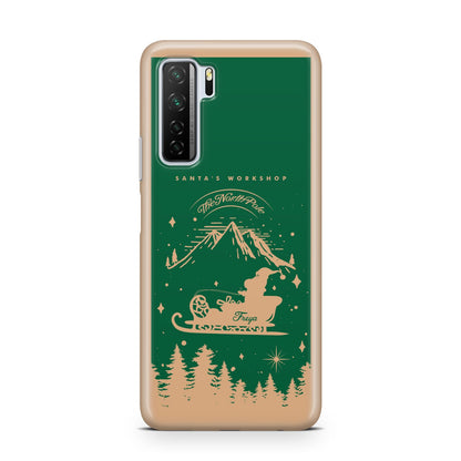 Green Personalised Santas Sleigh Huawei P40 Lite 5G Phone Case