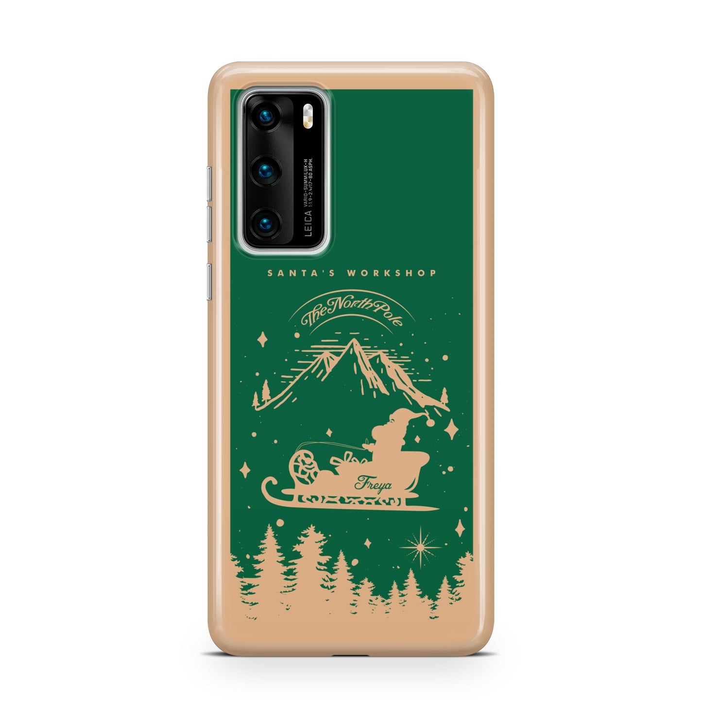 Green Personalised Santas Sleigh Huawei P40 Phone Case