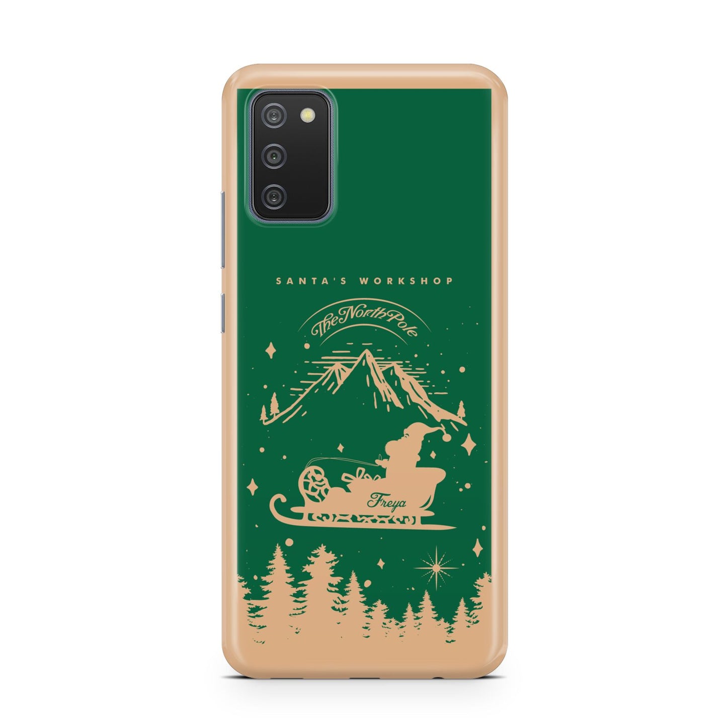 Green Personalised Santas Sleigh Samsung A02s Case