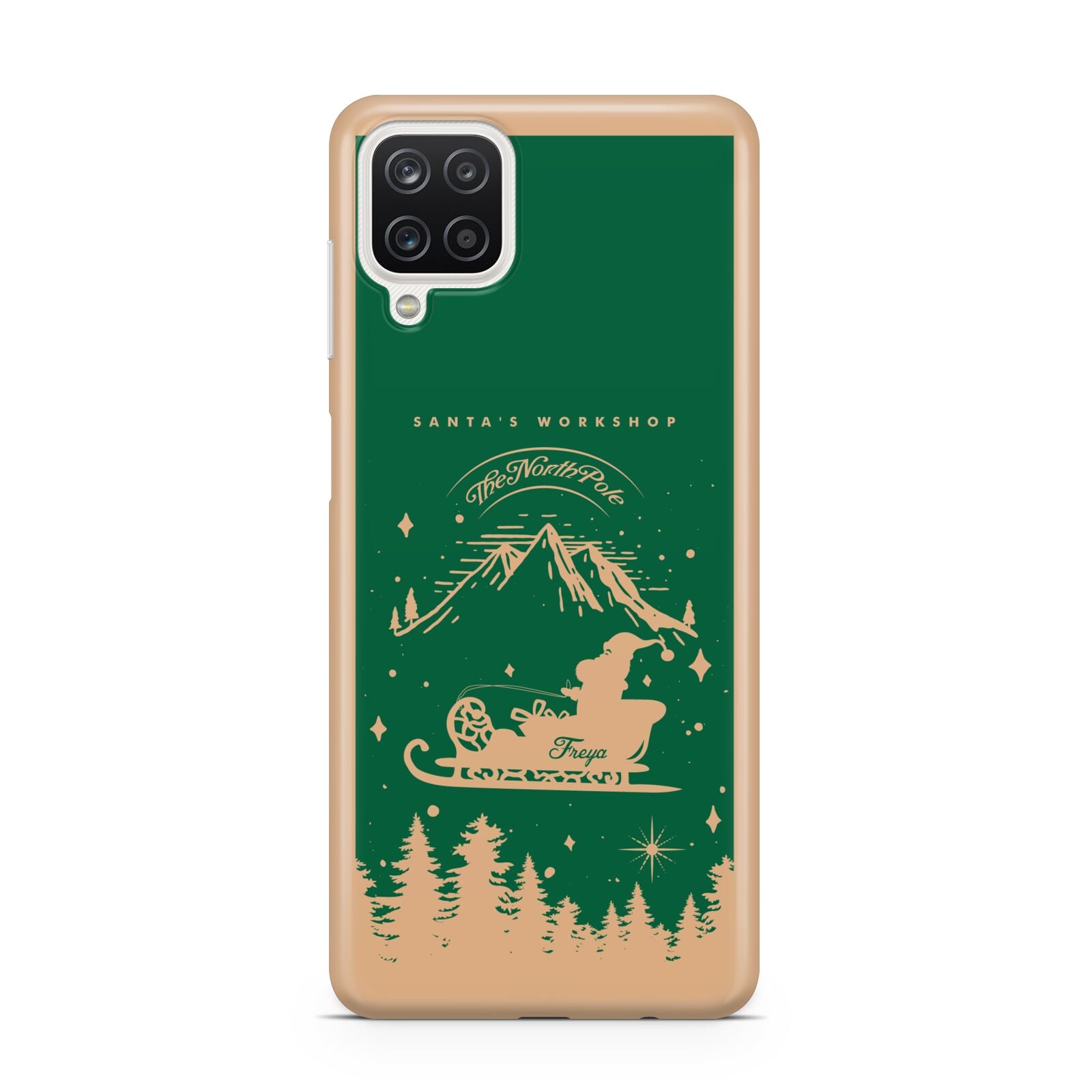 Green Personalised Santas Sleigh Samsung A12 Case