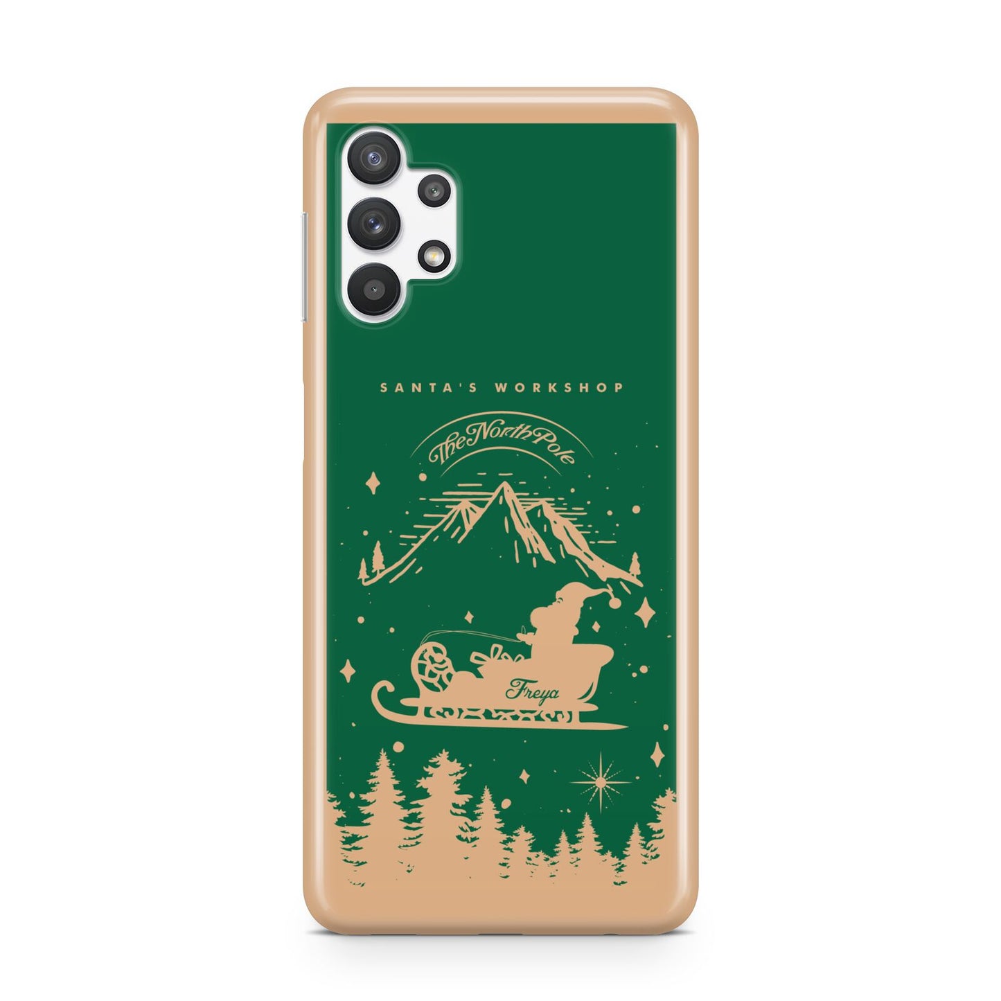 Green Personalised Santas Sleigh Samsung A32 5G Case