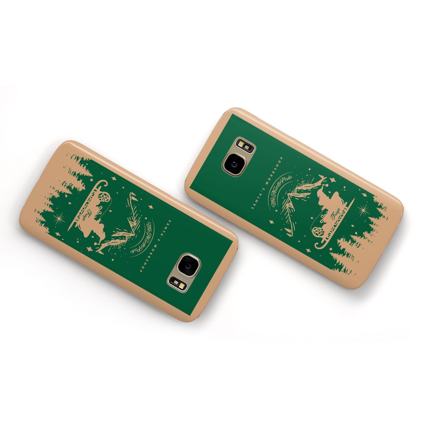 Green Personalised Santas Sleigh Samsung Galaxy Case Flat Overview