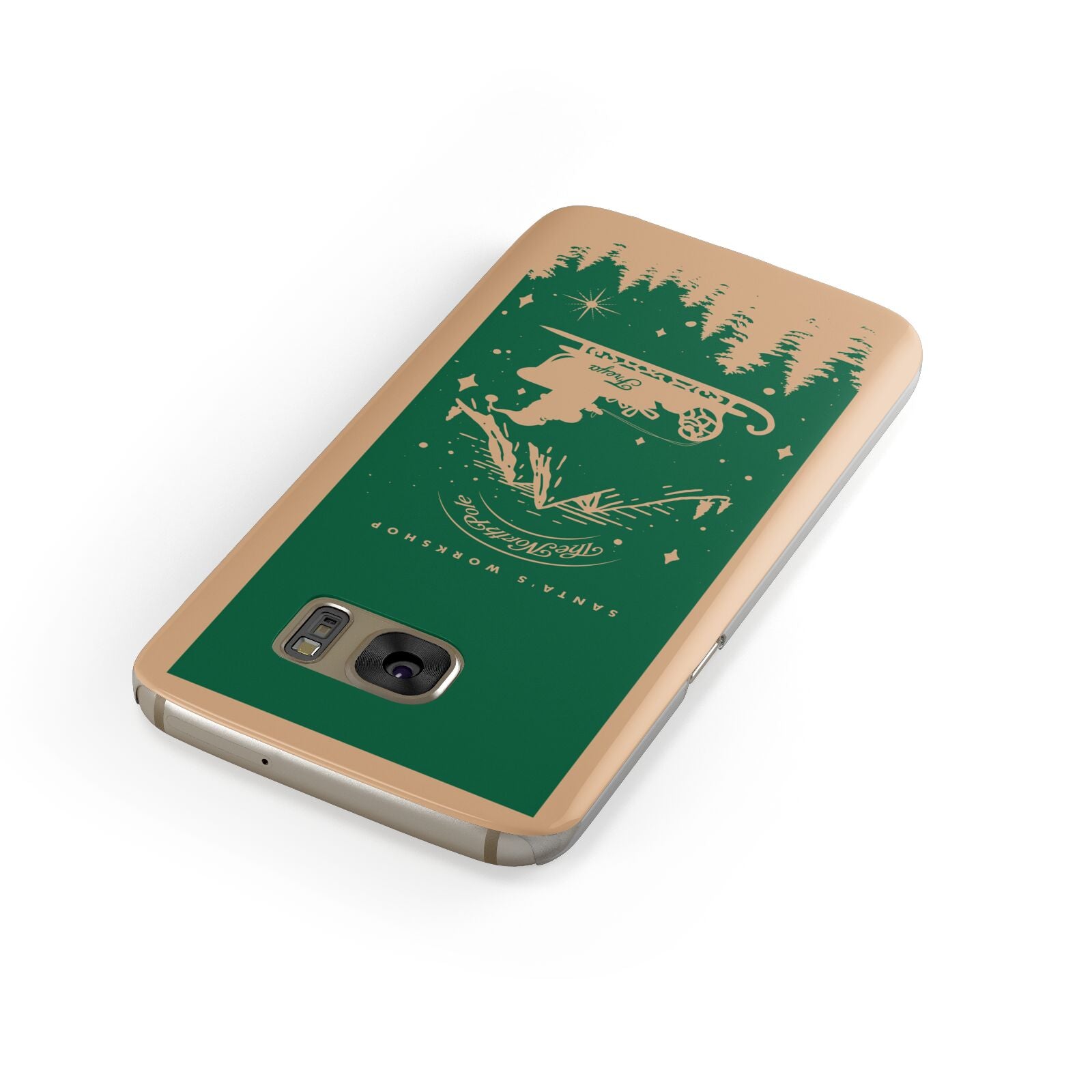 Green Personalised Santas Sleigh Samsung Galaxy Case Front Close Up