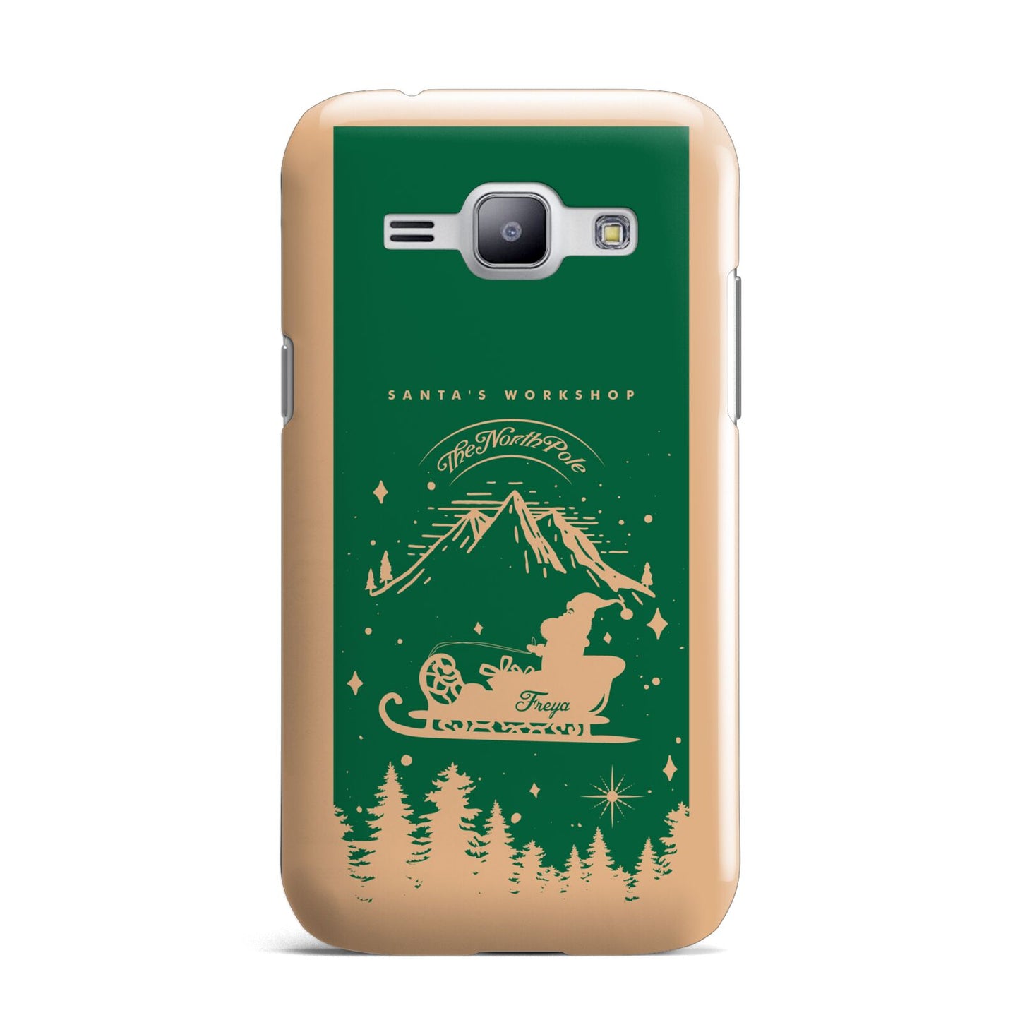 Green Personalised Santas Sleigh Samsung Galaxy J1 2015 Case