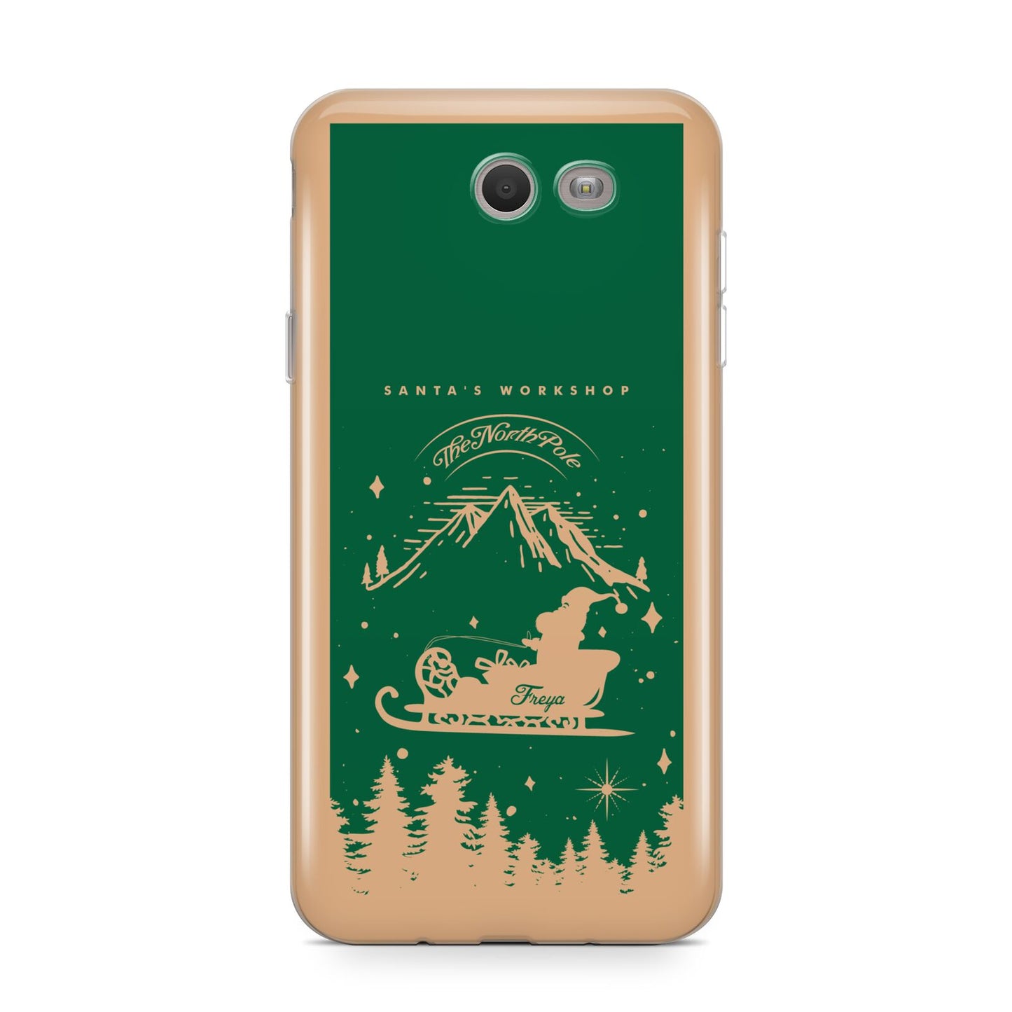 Green Personalised Santas Sleigh Samsung Galaxy J7 2017 Case