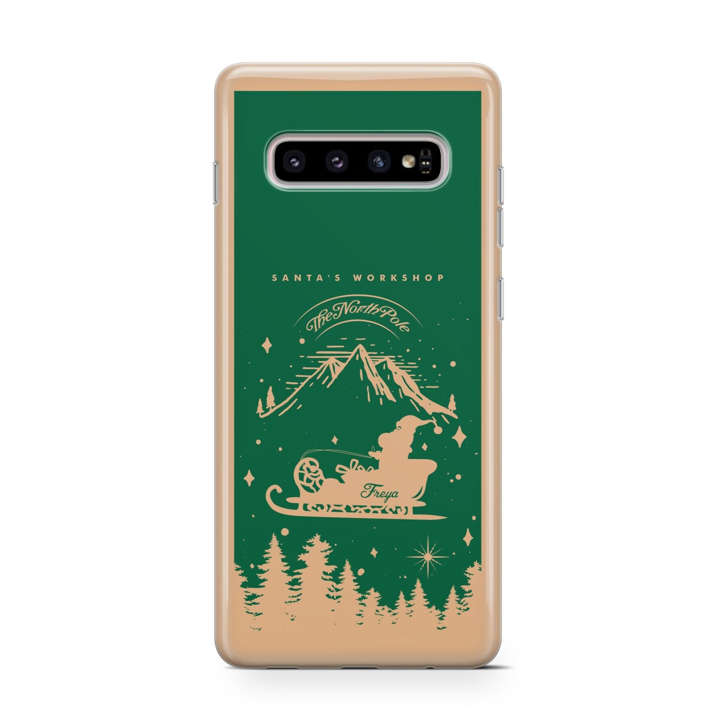 Green Personalised Santas Sleigh Samsung Galaxy S10 Case