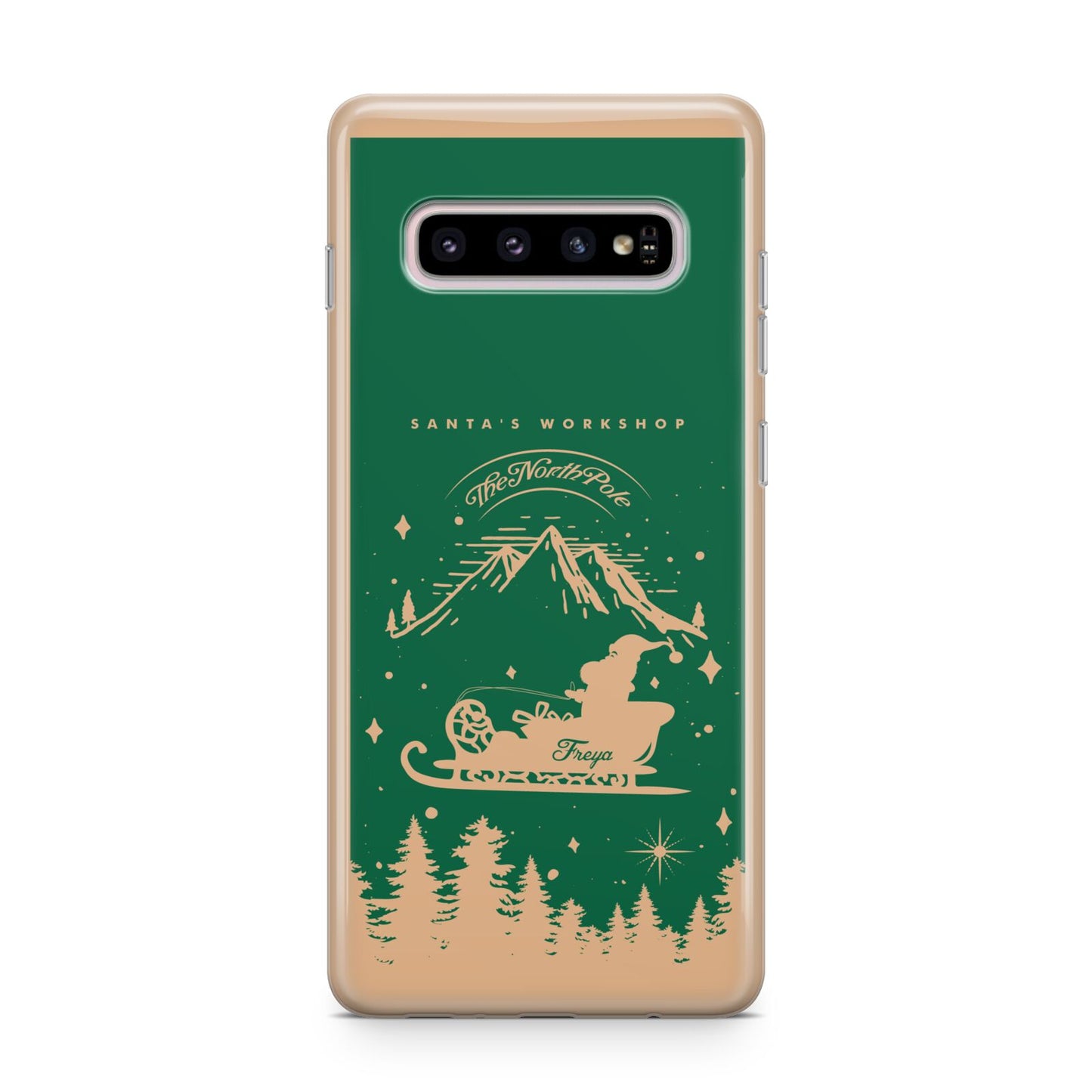 Green Personalised Santas Sleigh Samsung Galaxy S10 Plus Case