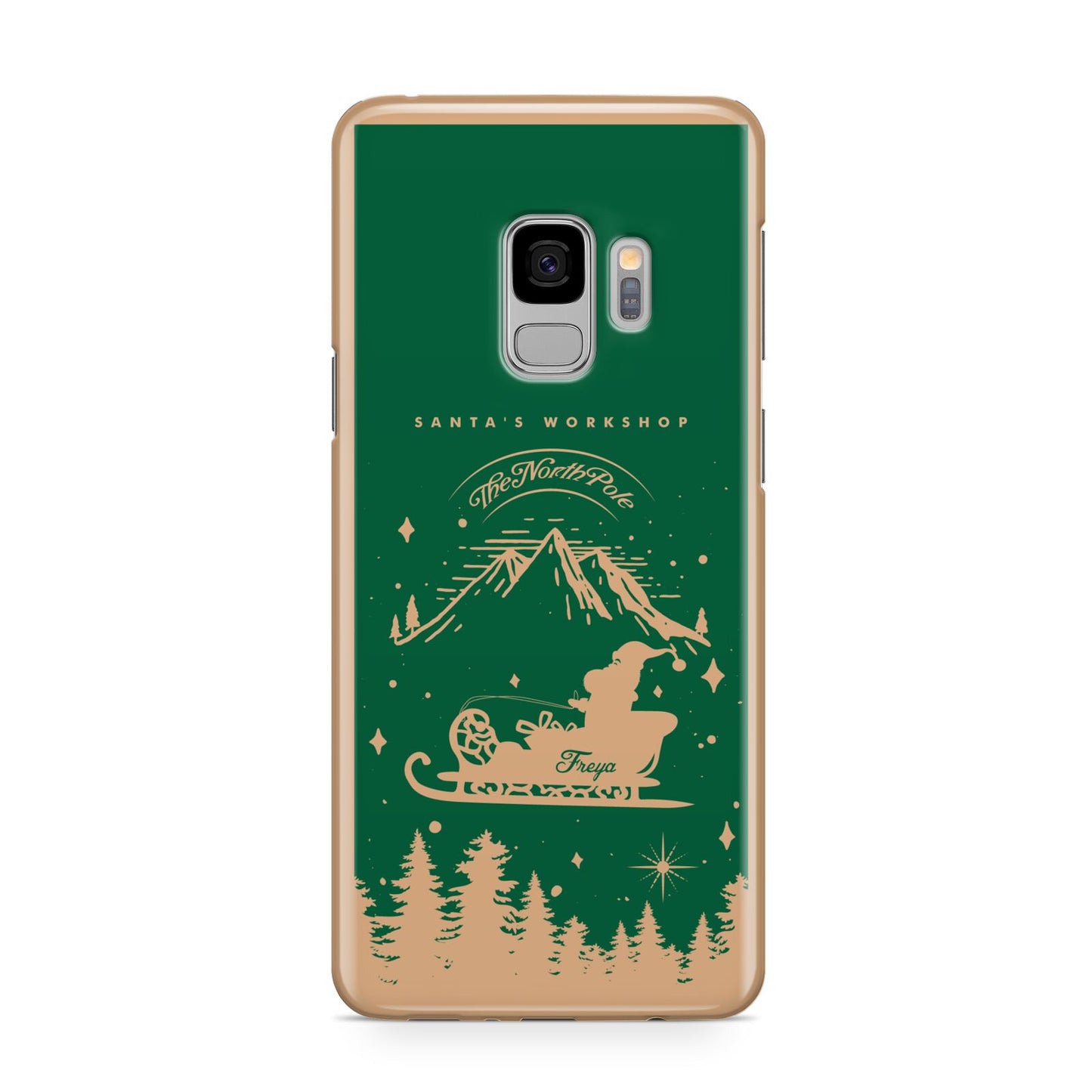 Green Personalised Santas Sleigh Samsung Galaxy S9 Case