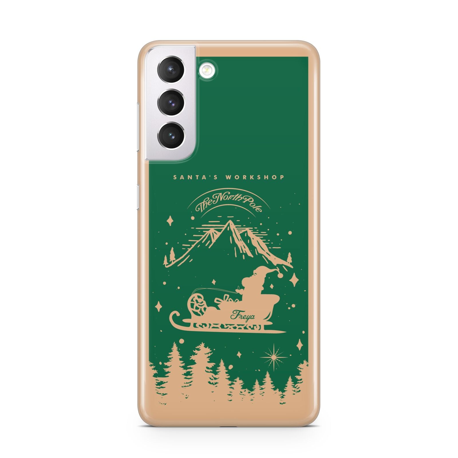 Green Personalised Santas Sleigh Samsung S21 Case