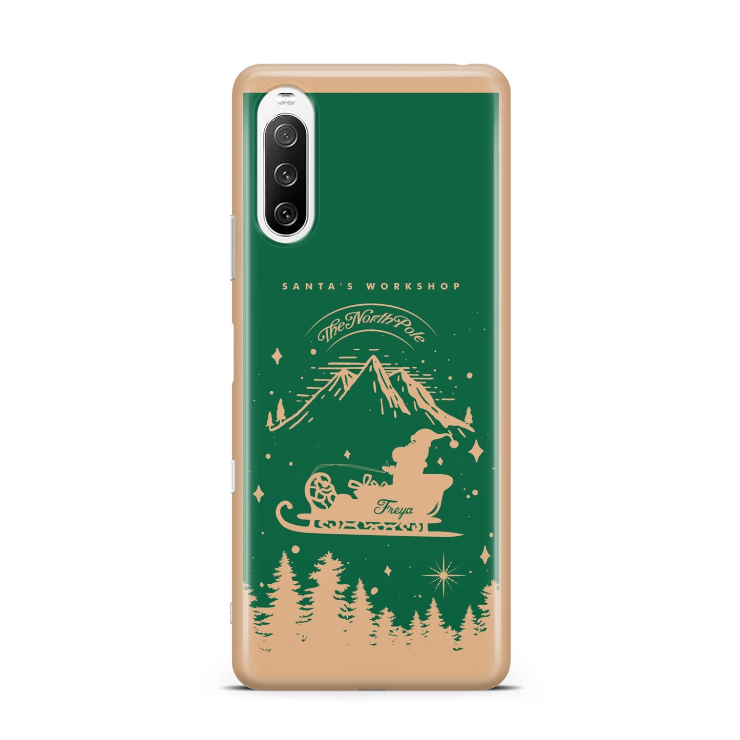 Green Personalised Santas Sleigh Sony Xperia 10 III Case