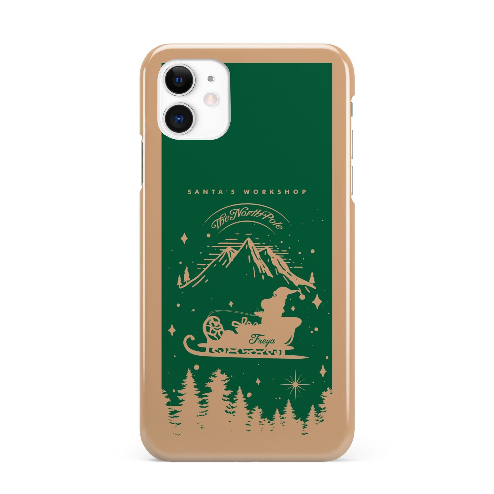 Green Personalised Santas Sleigh iPhone 11 3D Snap Case